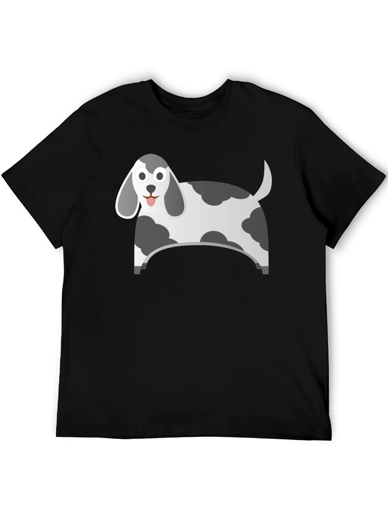 Black Cartoon Dog Graphic Tee - Black Cotton Blend view 5