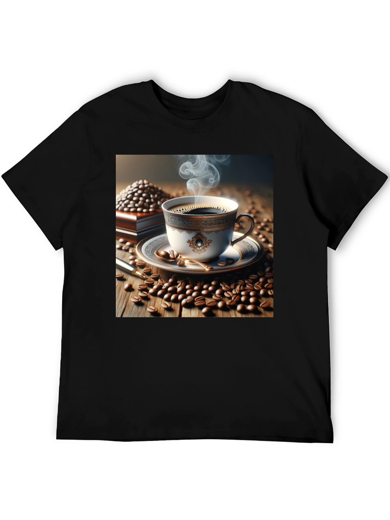 Black Coffee Lover's T-Shirt - Elegant Cup Design view 5
