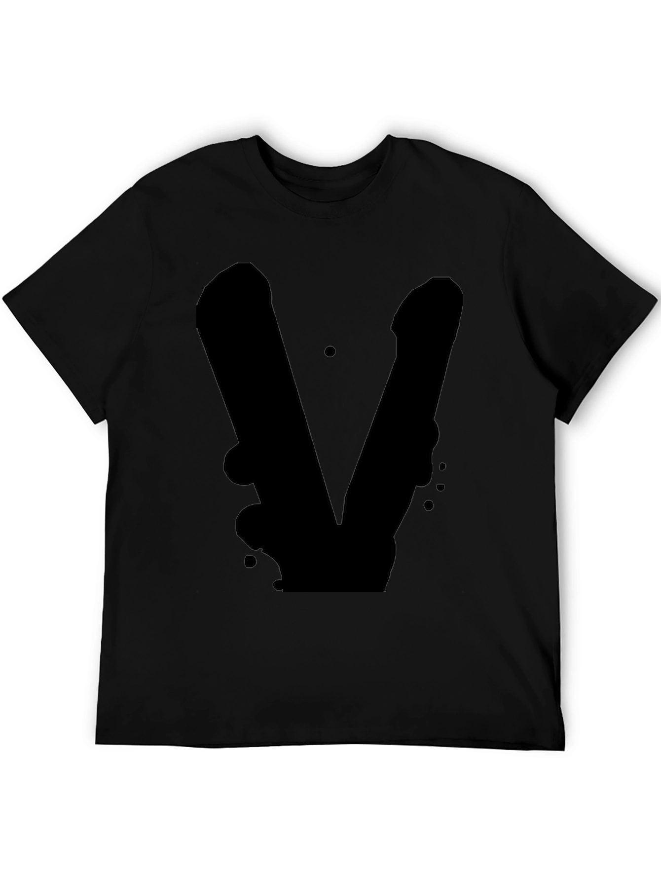 Black Black T-Shirt with Abstract V Design view 5