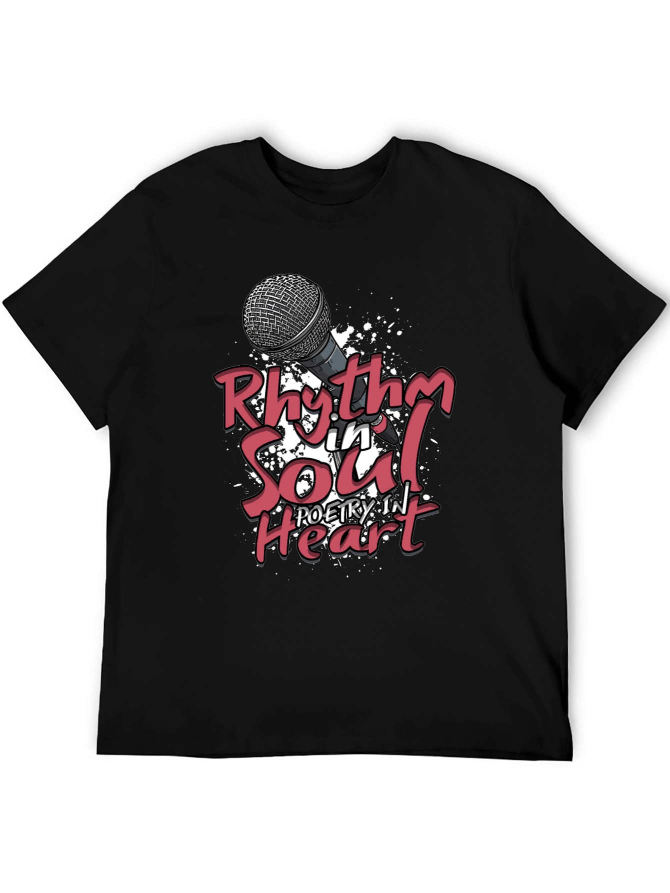 Black Rhythm in Soul Poetry Heart Graphic T-Shirt view 5