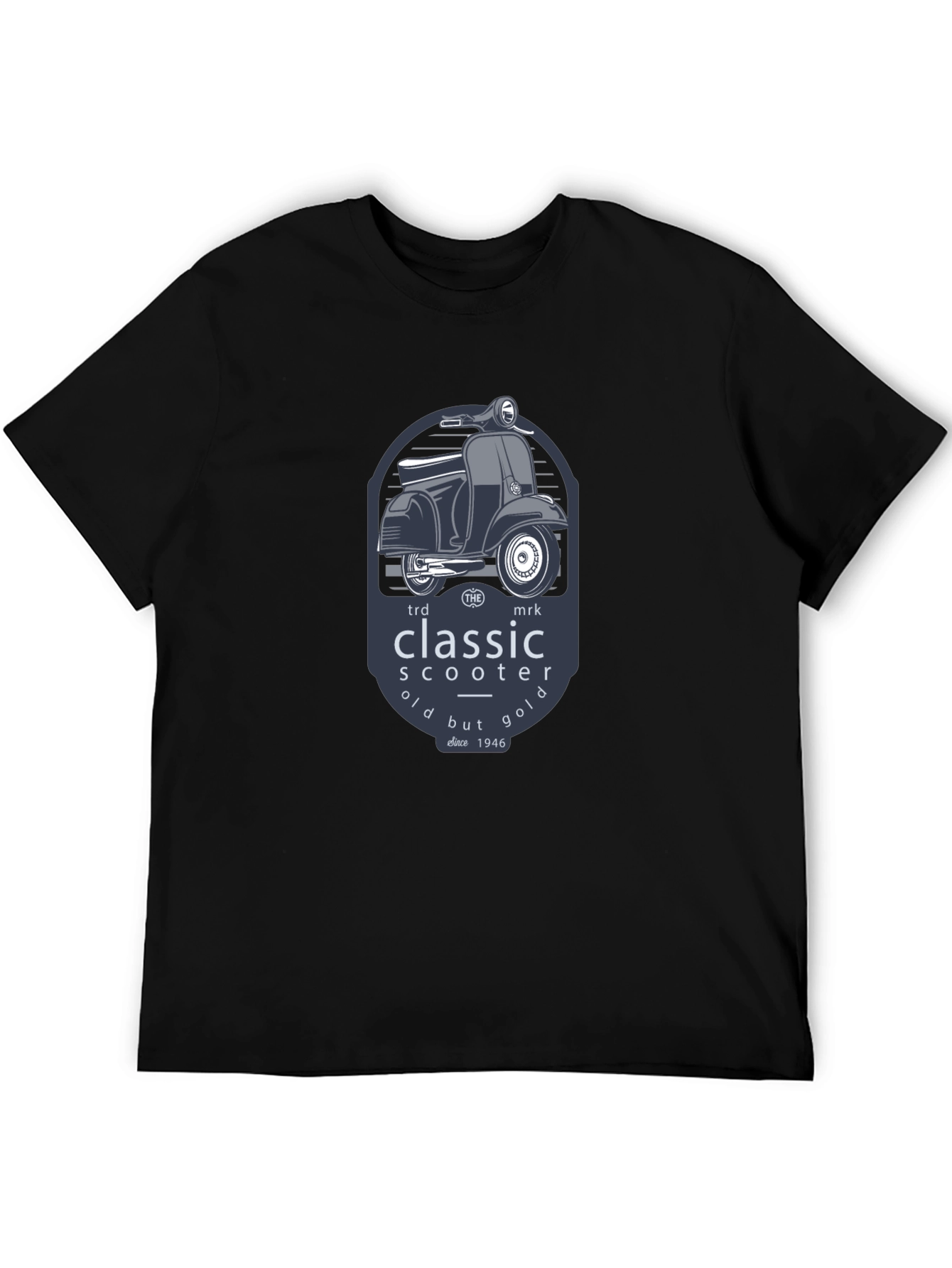Black Classic Scooter T-Shirt - Vintage Style view 5