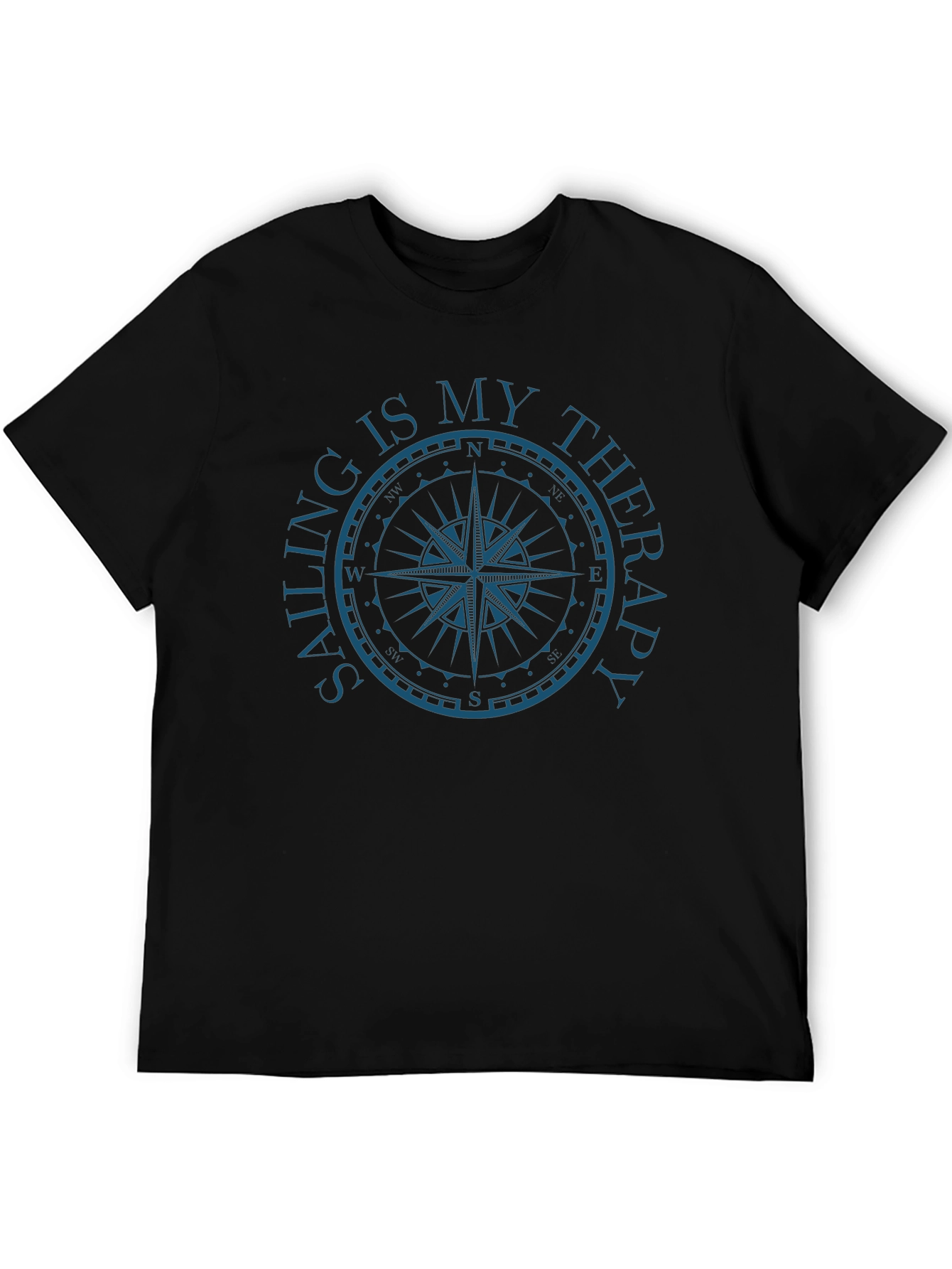 Black Sailing is My Therapy Compass Graphic T-Shirt view 5