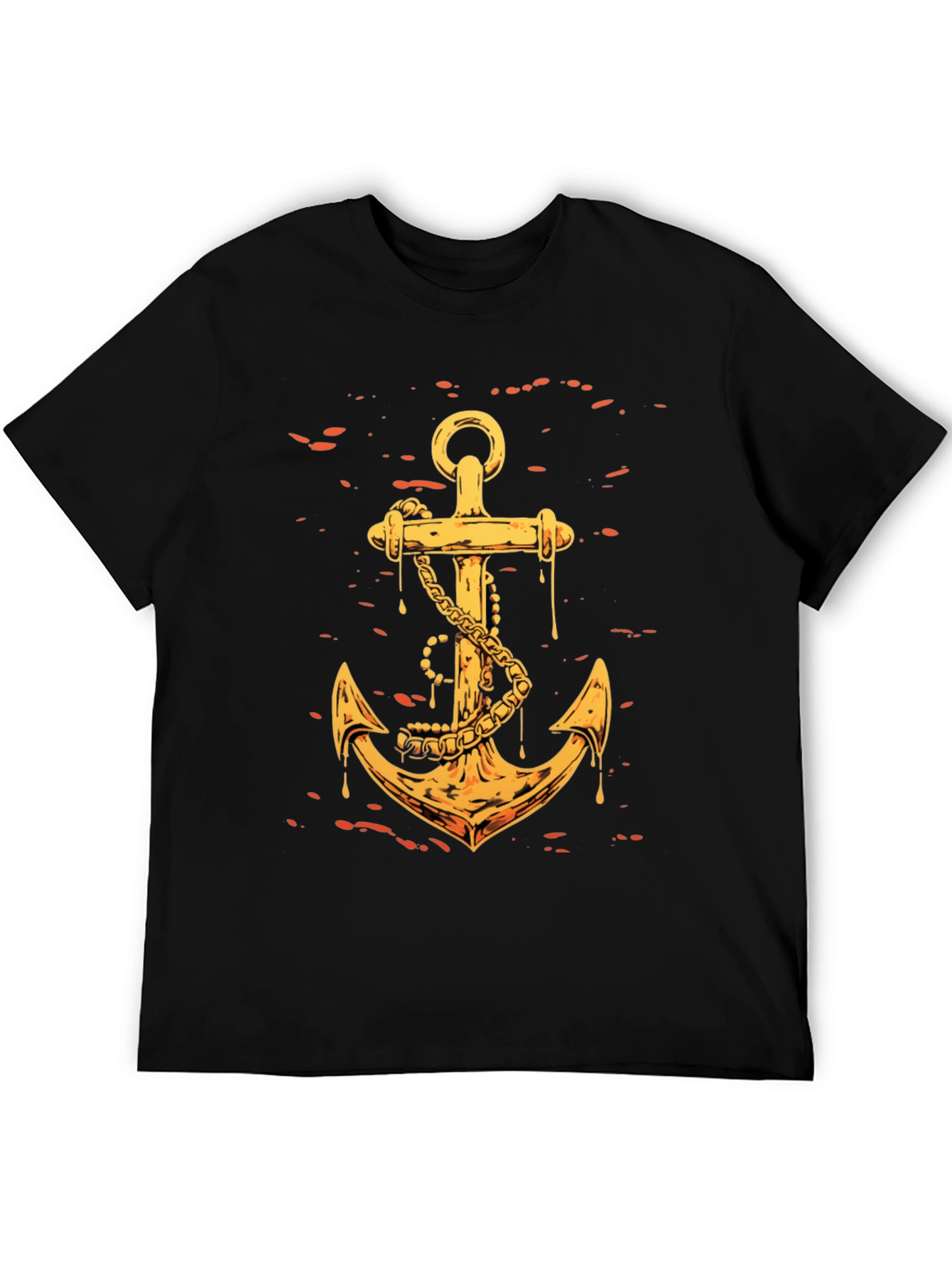 Black Golden Anchor Graphic Tee - Black Casual Shirt view 5