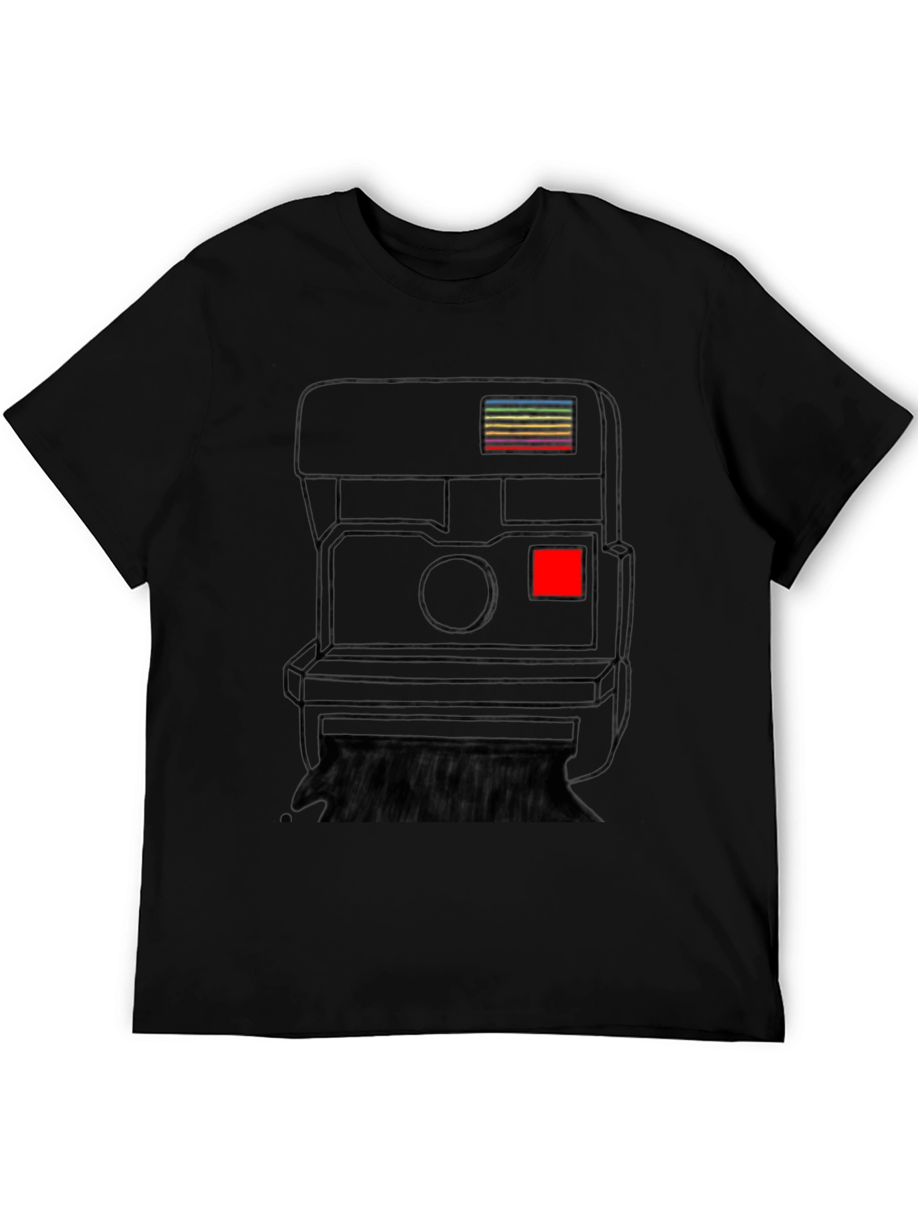 Black Retro Camera Graphic Tee - Black Cotton T-Shirt view 5