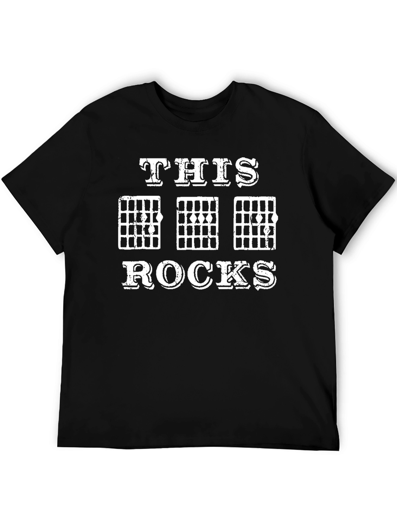 Black This Rocks Guitar Chord T-Shirt - Music Lover Tee view 5