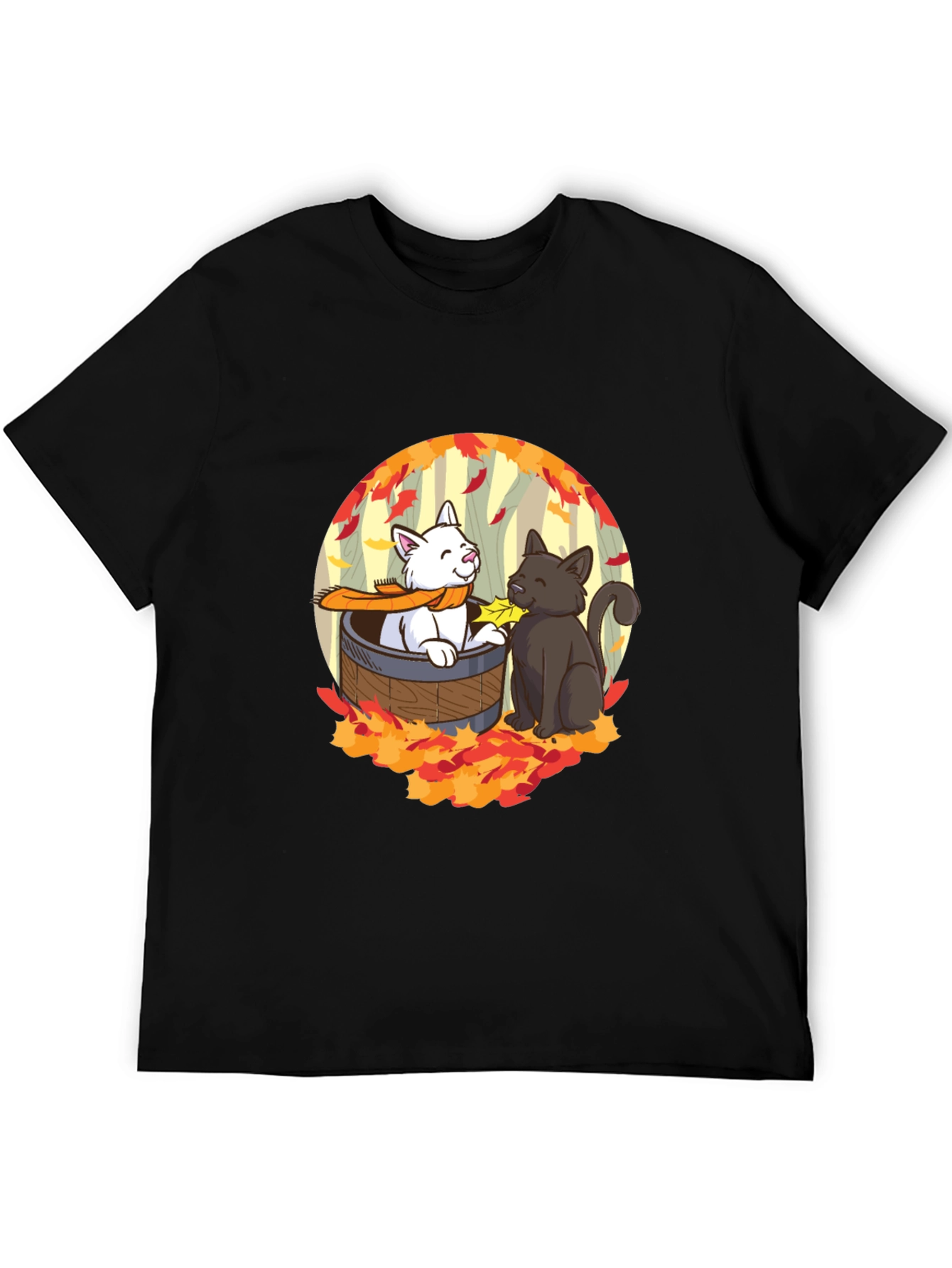 Black Autumn Cats T-Shirt - Cute Fall Design view 5