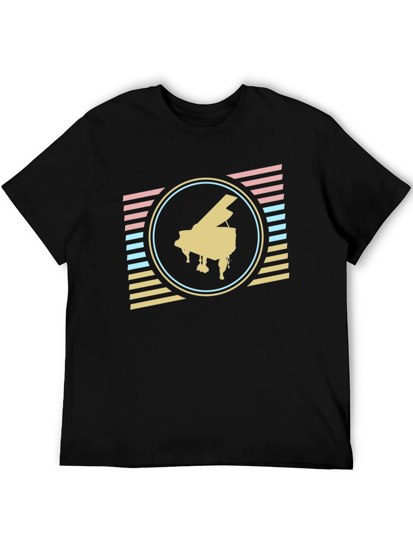 Black Retro Piano T-Shirt - Vintage Musical Style view 5