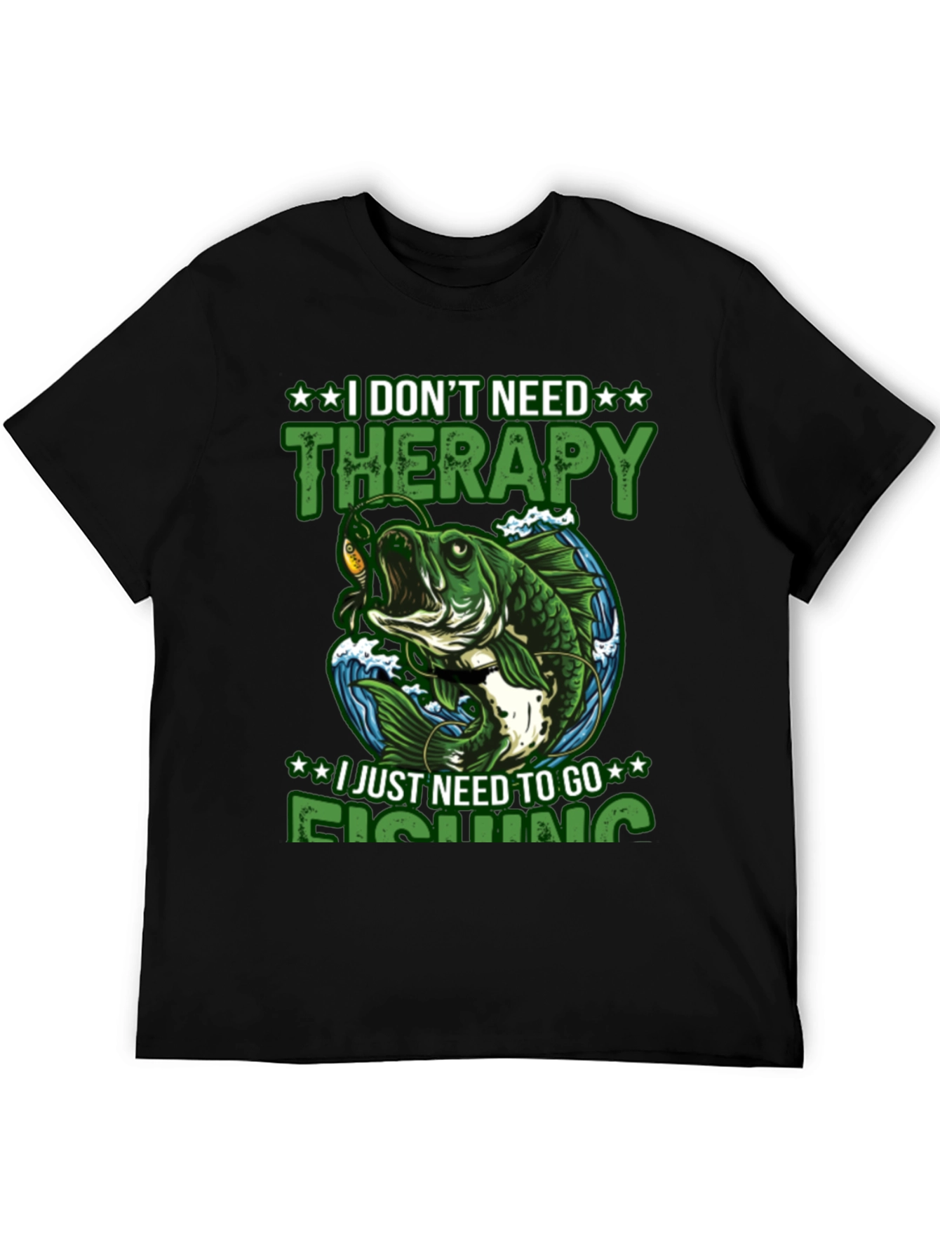Black Fishing Therapy T-Shirt view 5