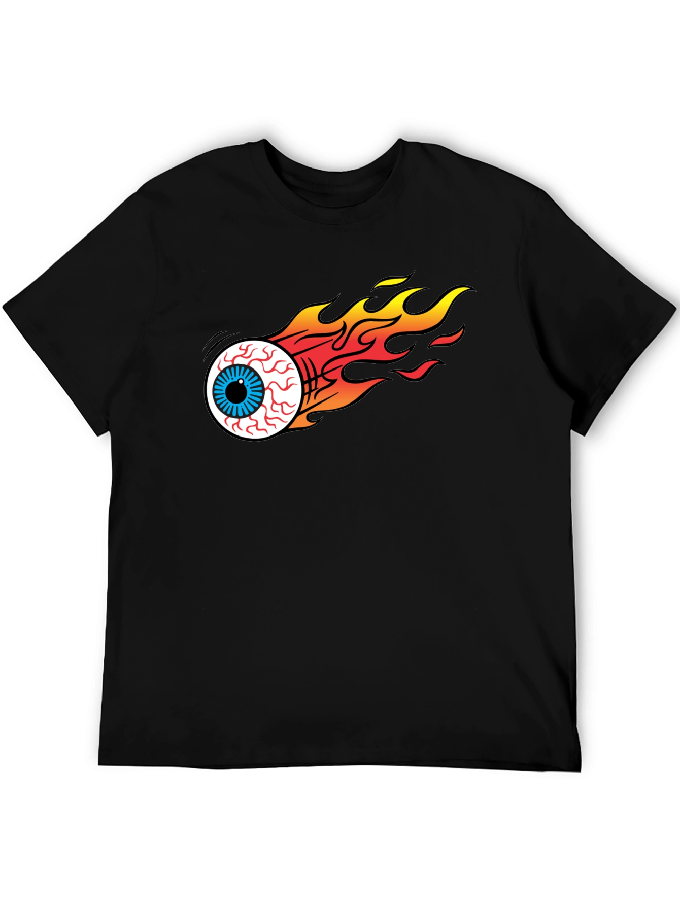 Black Flaming Eyeball Graphic Black T-Shirt view 5