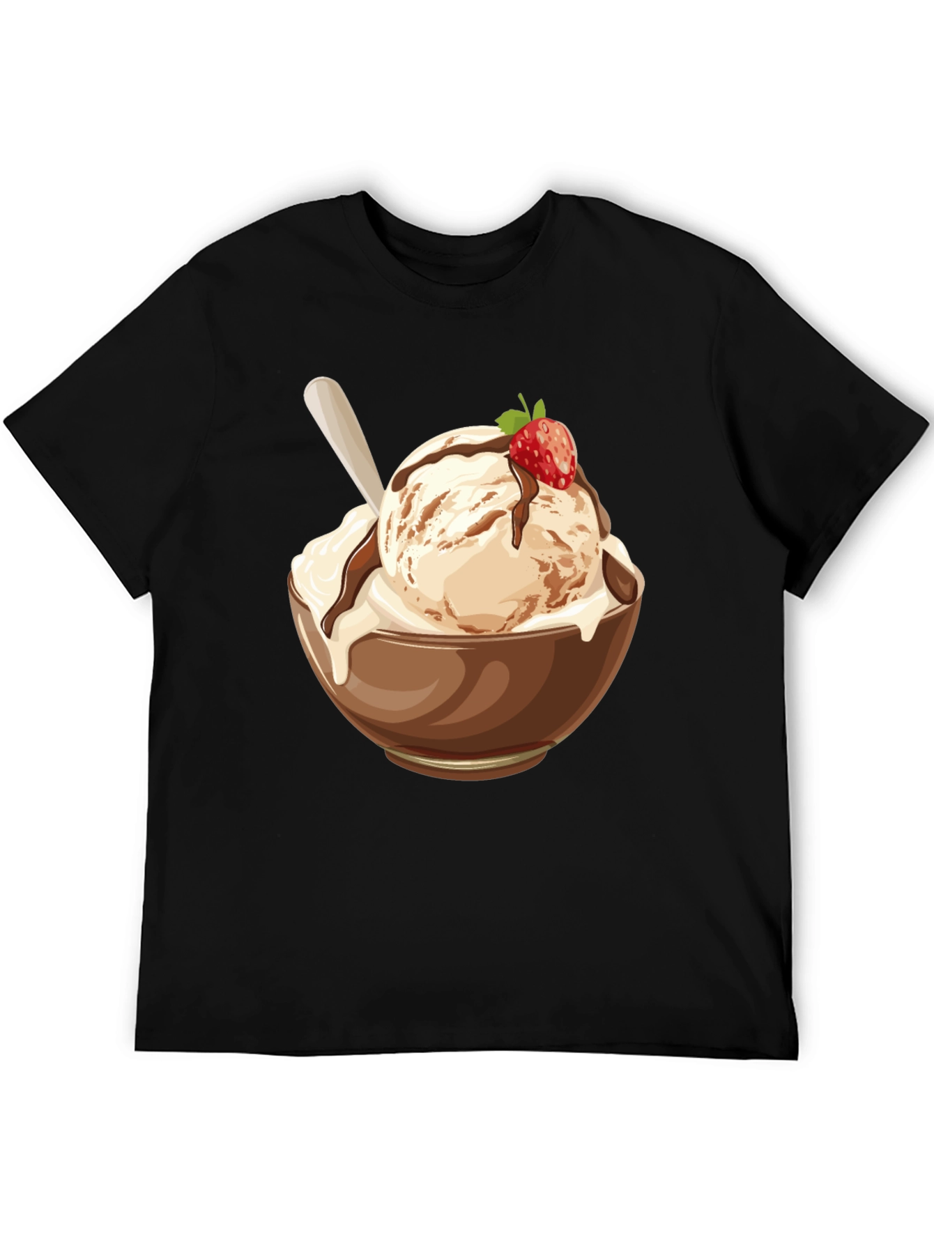Black Ice Cream Bowl Graphic T-Shirt - Unisex Black Tee view 5