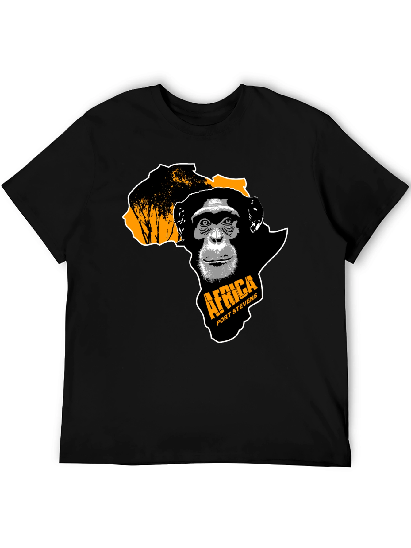 Black Africa Chimpanzee Graphic Black T-Shirt view 5