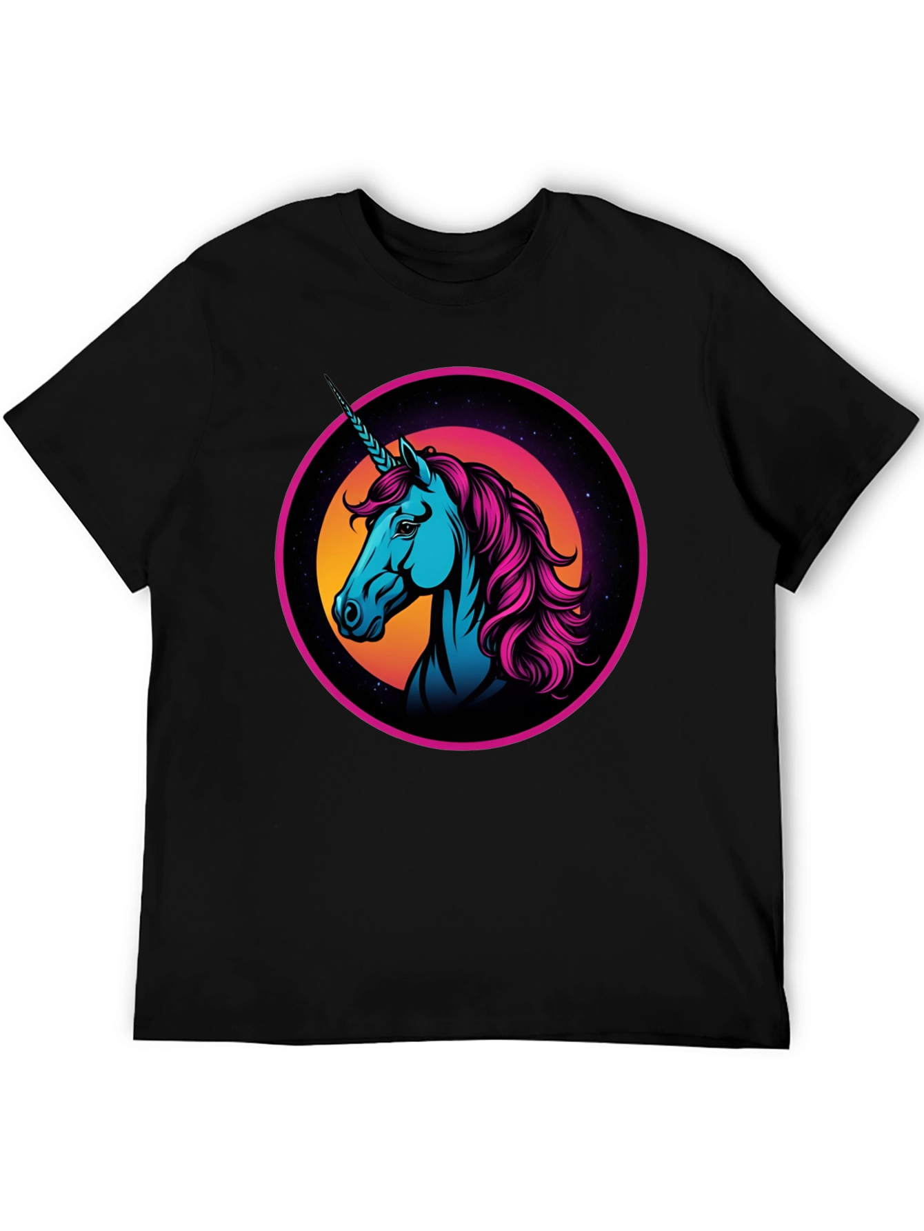 Black Retro Unicorn Graphic T-Shirt view 5