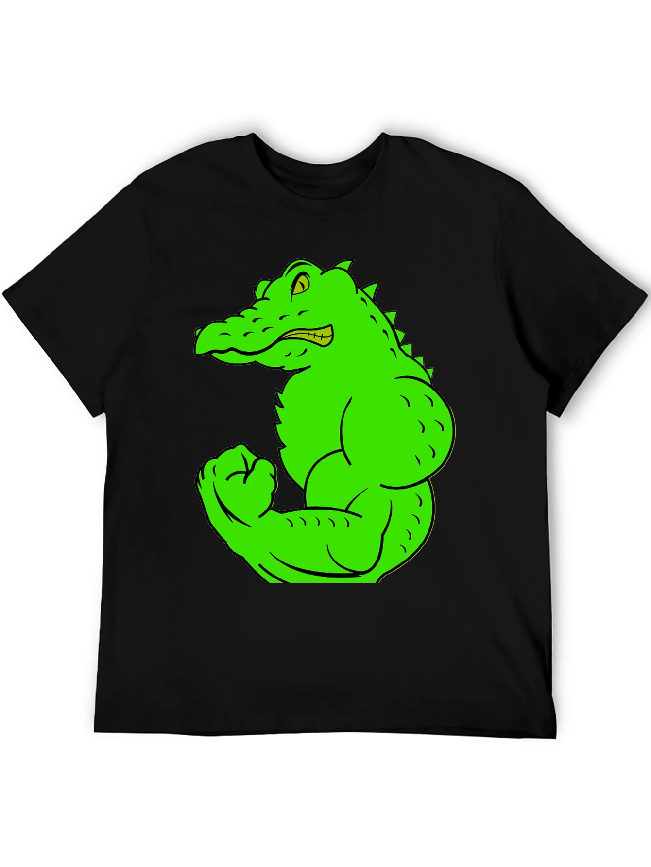Black Muscle Gator Graphic Tee - Black Cotton T-Shirt view 5