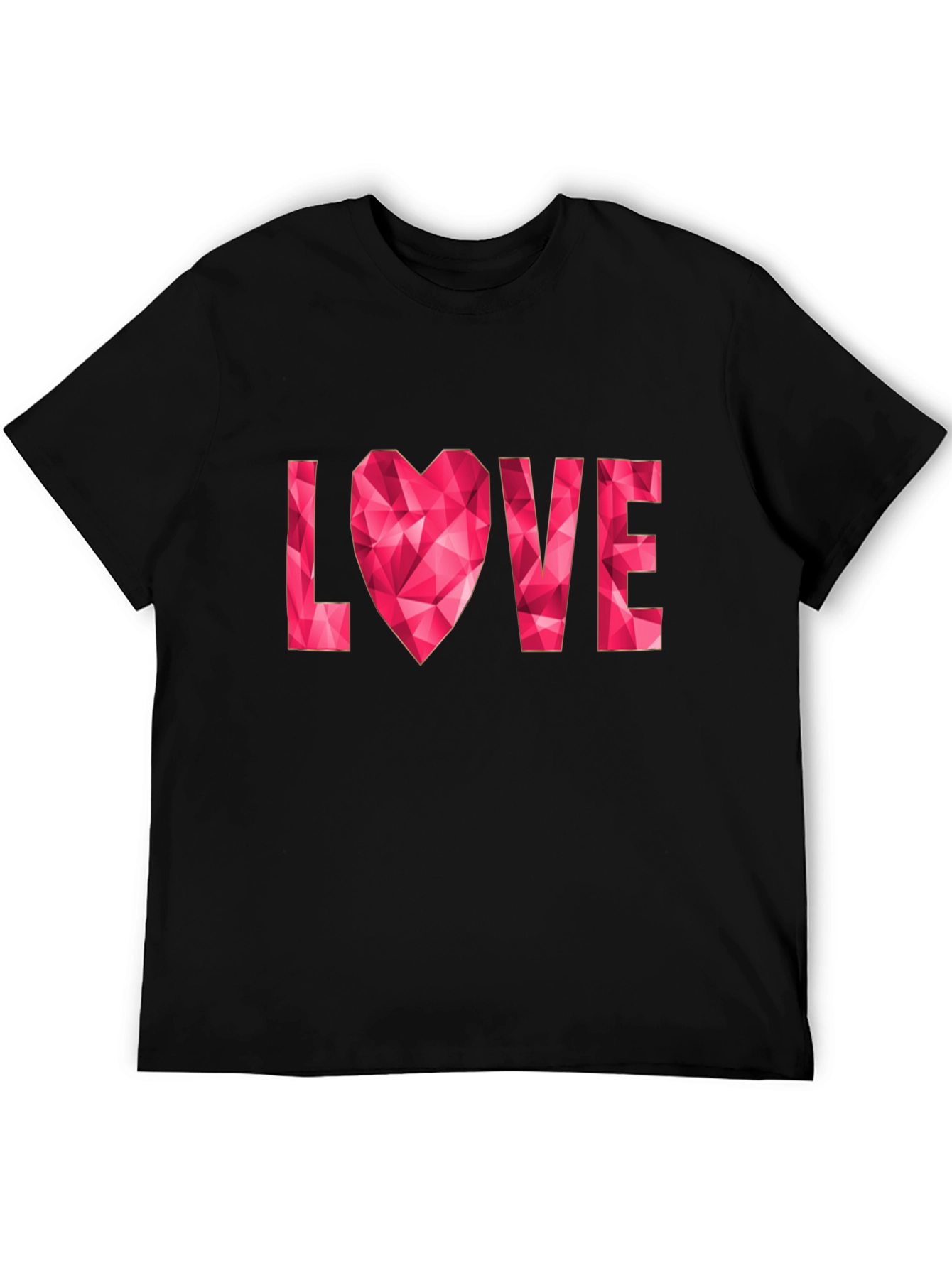 Black Geometric Heart Love Graphic Black T-Shirt view 5