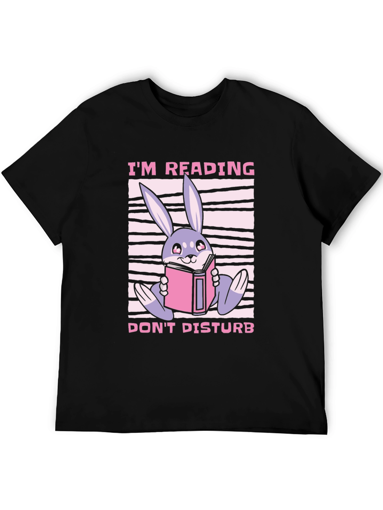 Black Reading Bunny Graphic T-Shirt - Don't Disturb view 5