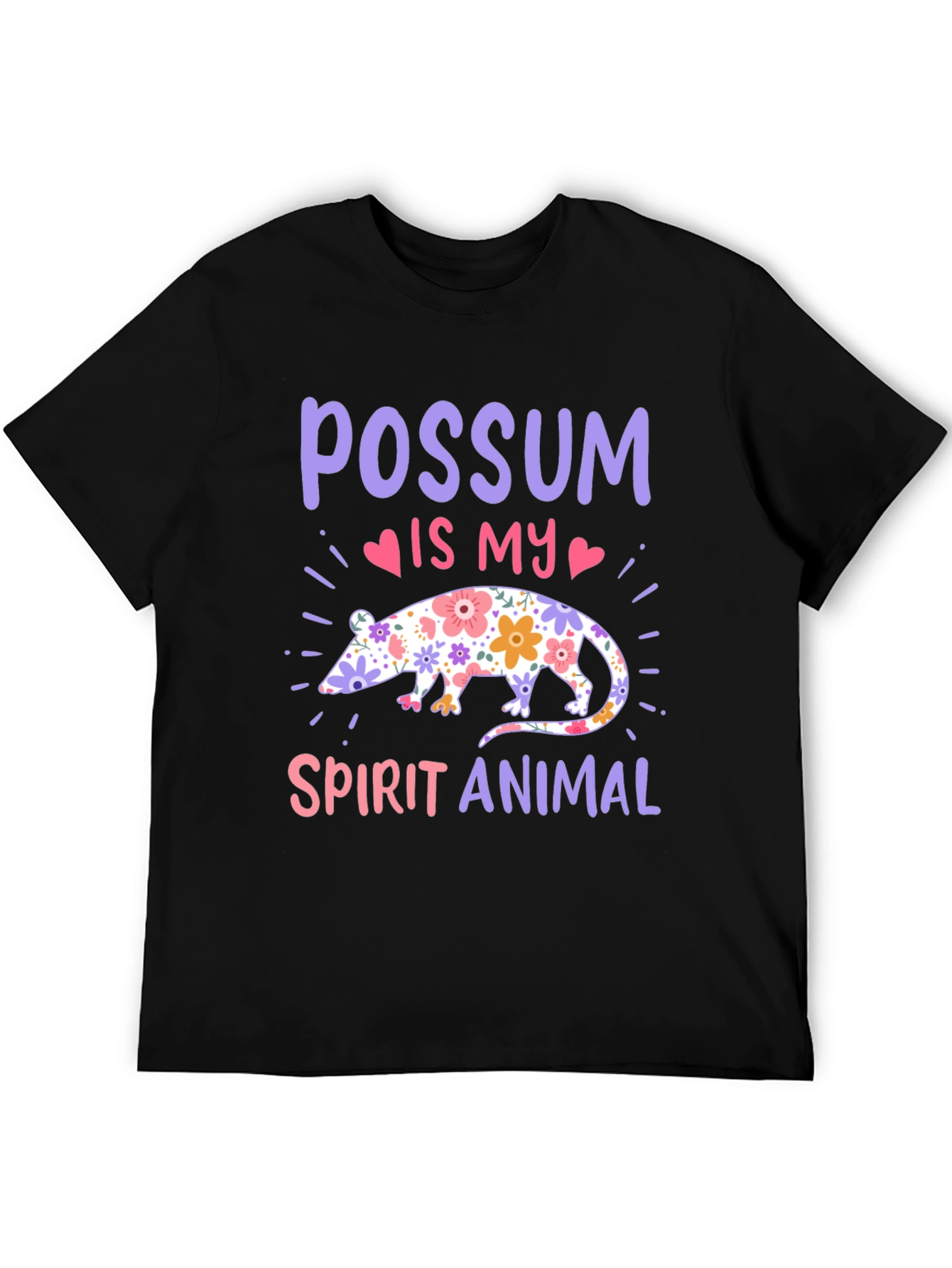 Black Possum Spirit Animal T-Shirt - Floral Possum Design view 5