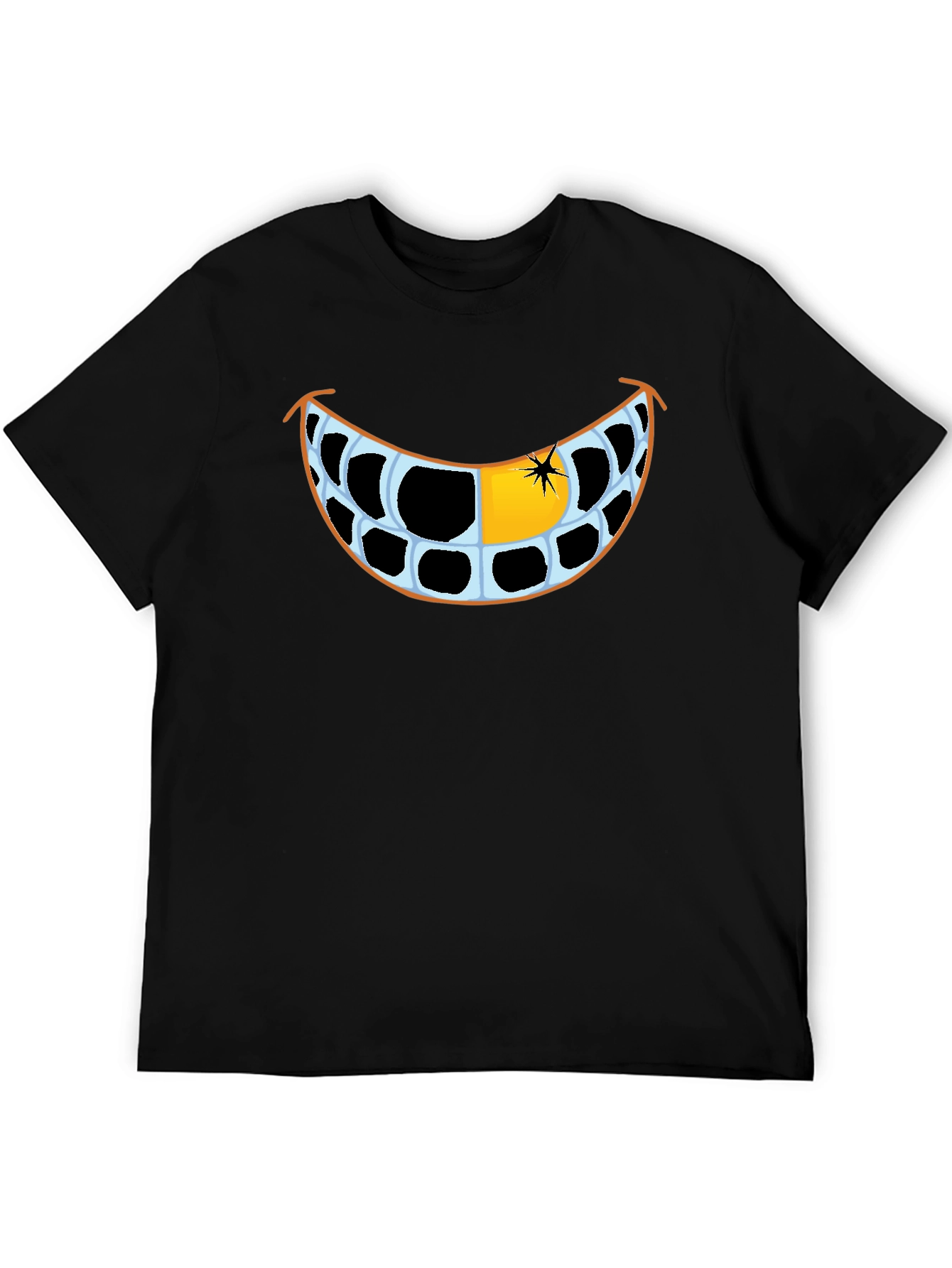 Black Funny Grinning Teeth Graphic T-Shirt view 5