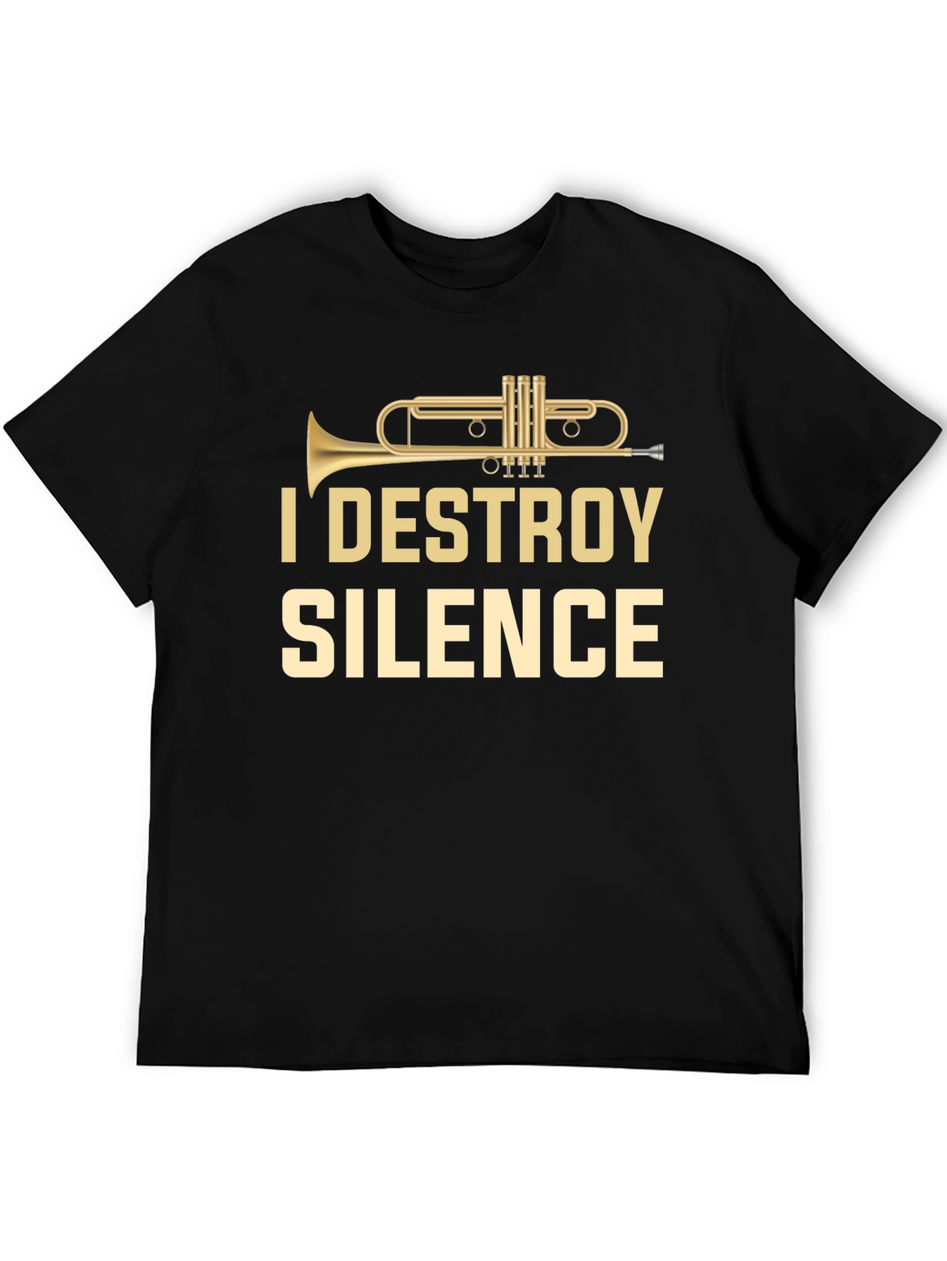 Black I Destroy Silence Trumpet T-Shirt view 5