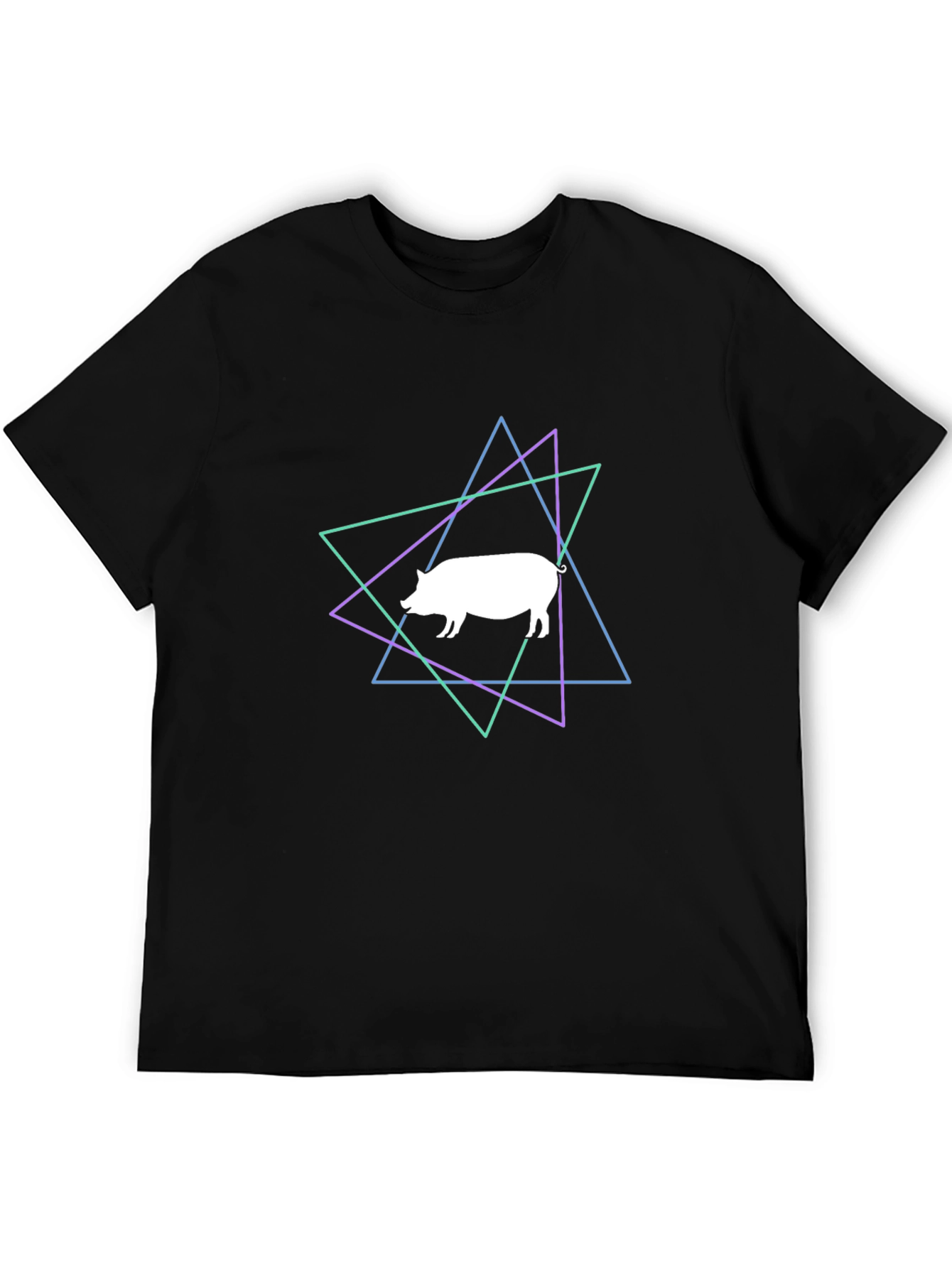 Black Neon Pig Graphic Tee - Black Cotton T-Shirt view 5