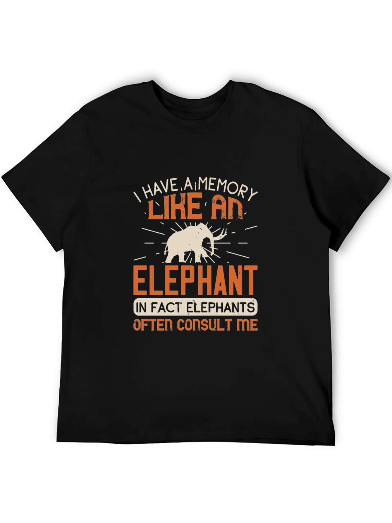 Black Memory Like An Elephant Graphic T-Shirt view 5
