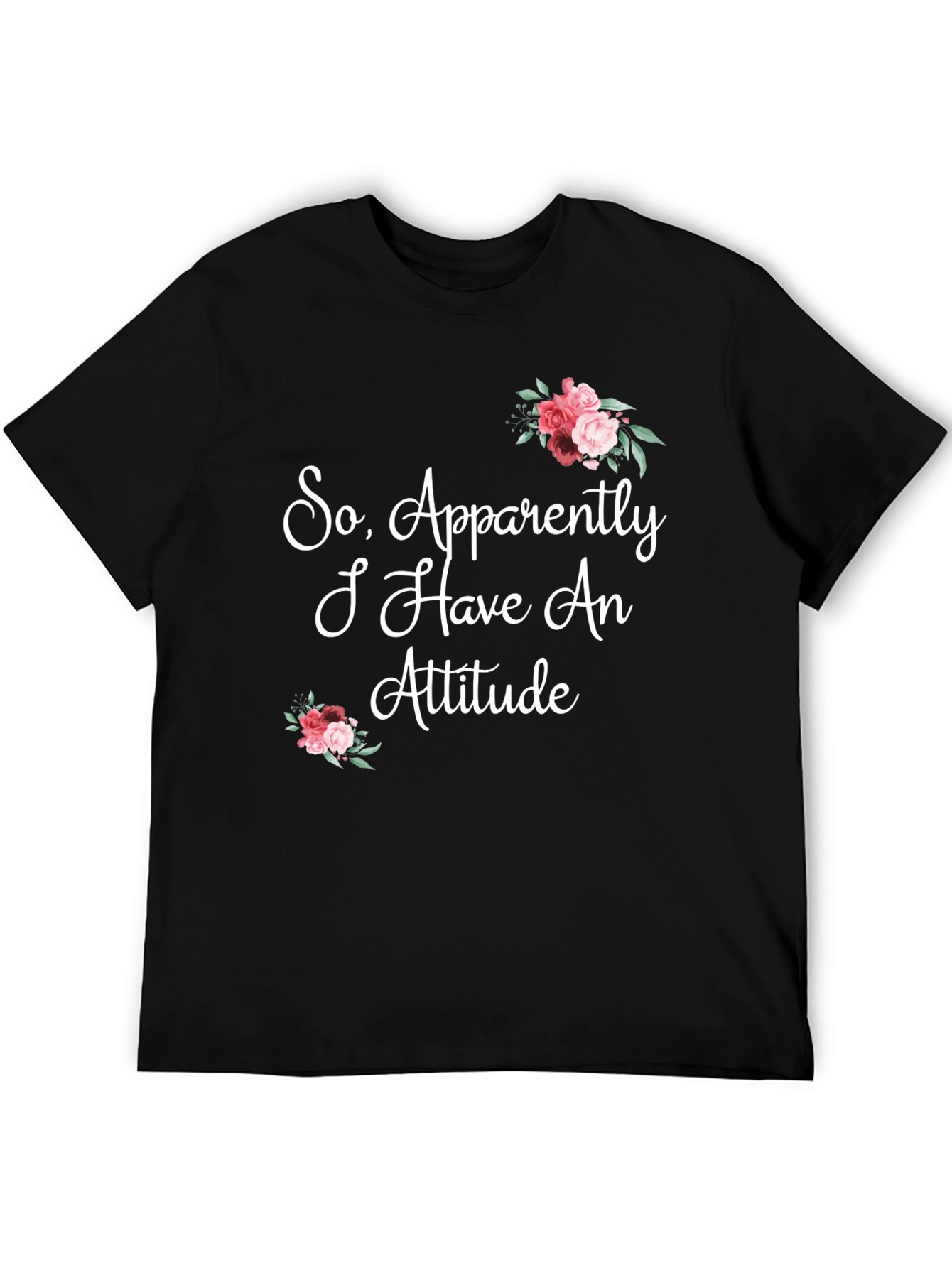 Black Funny Floral Attitude Graphic T-Shirt view 5