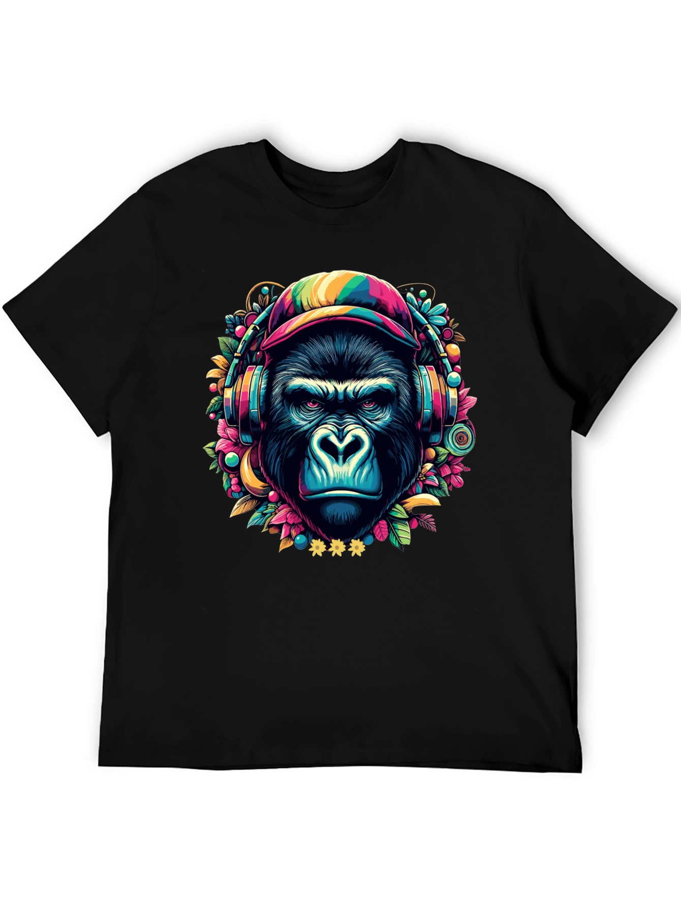 Black Gorilla DJ Graphic T-Shirt - Colorful & Unique Design view 5