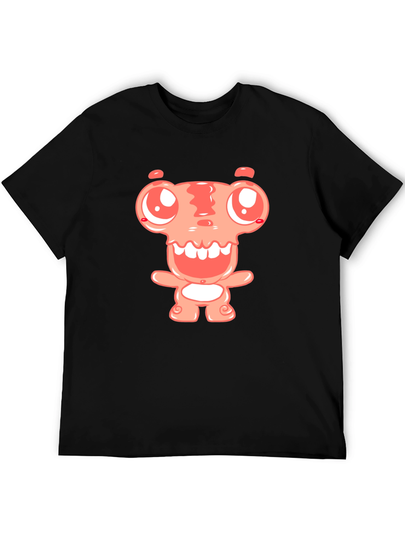 Black Cartoon Monster Graphic Tee - Black Cotton Blend Shirt view 5