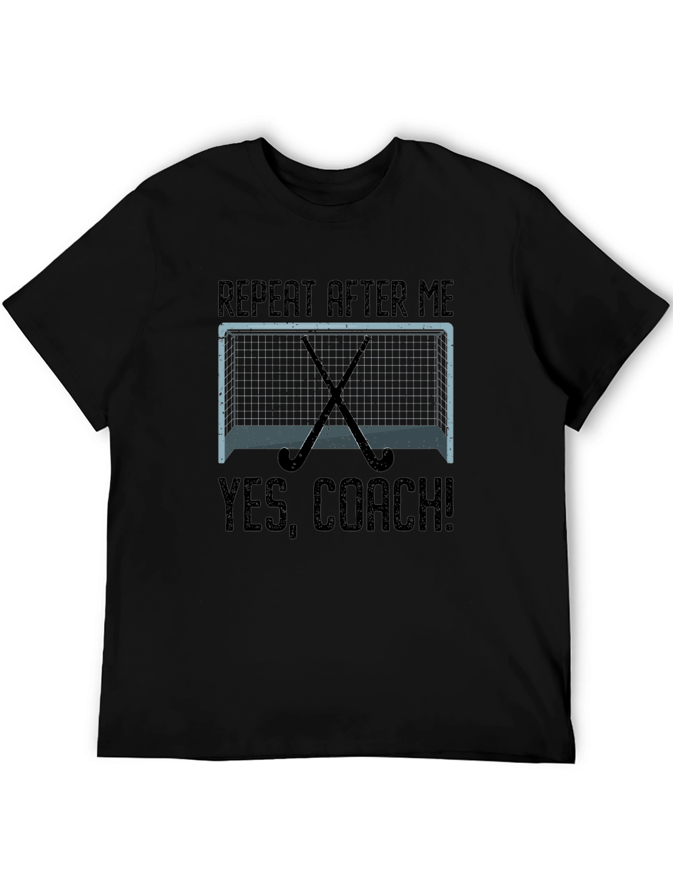 Black Yes, Coach! Hockey Graphic T-Shirt view 5