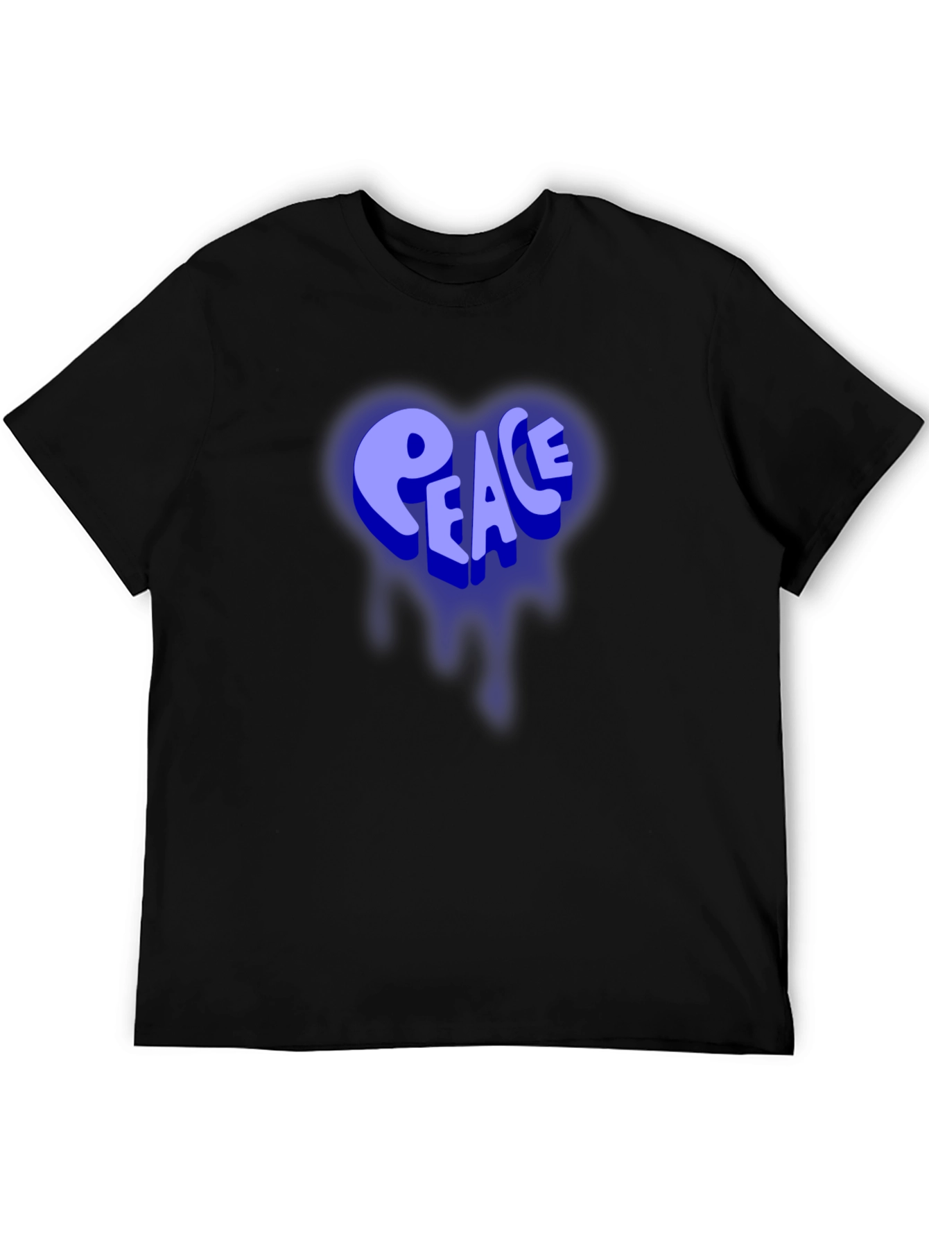 Black Peace Heart Design Black T-Shirt view 5