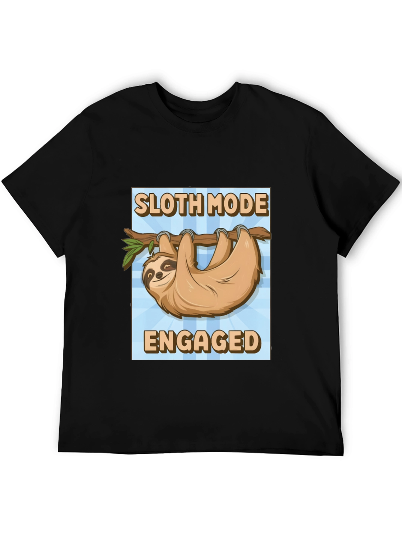 Black Sloth Mode Engaged Black T-Shirt view 5