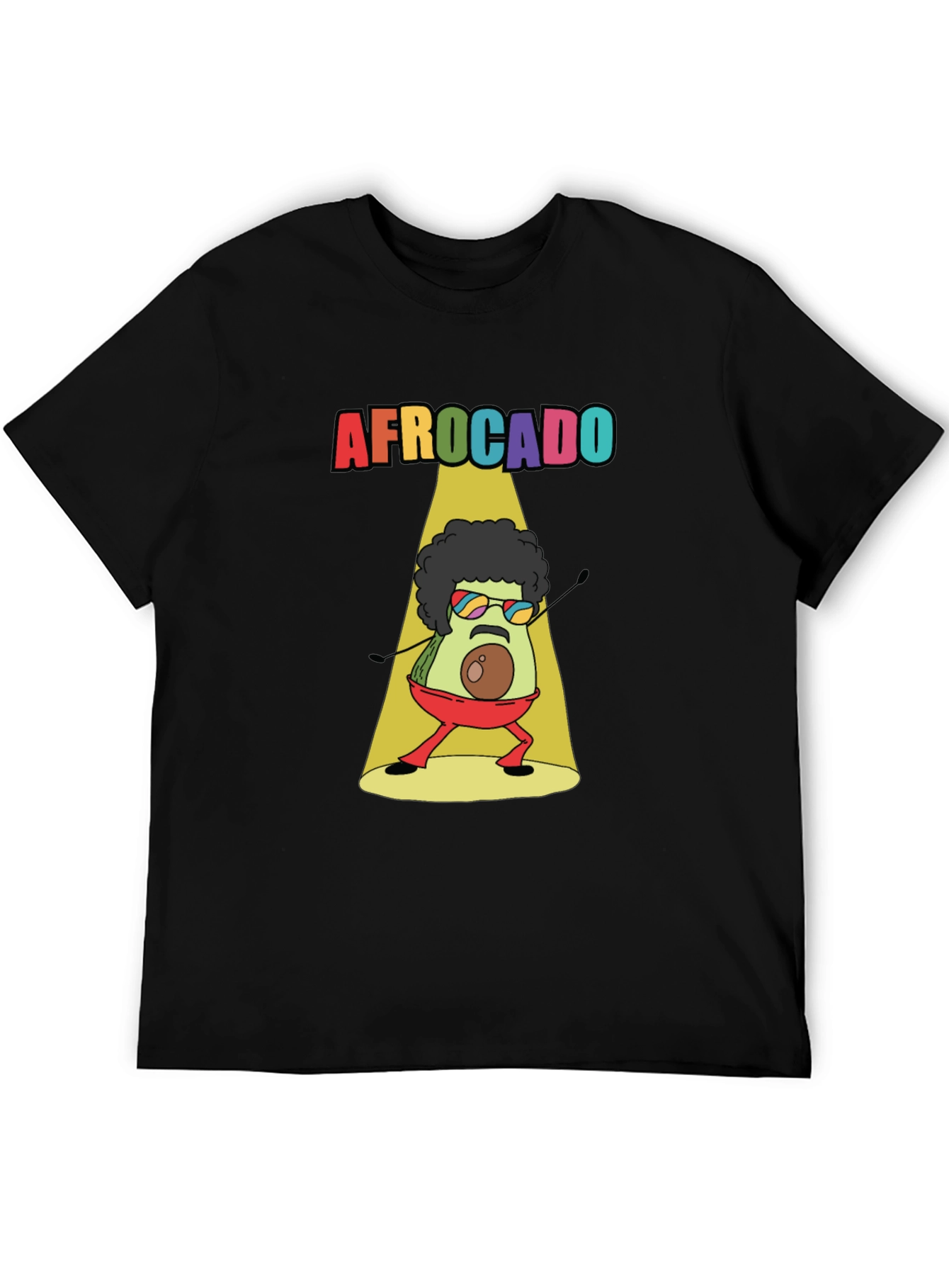 Black Afrocado T-Shirt - Avocado with Afro view 5
