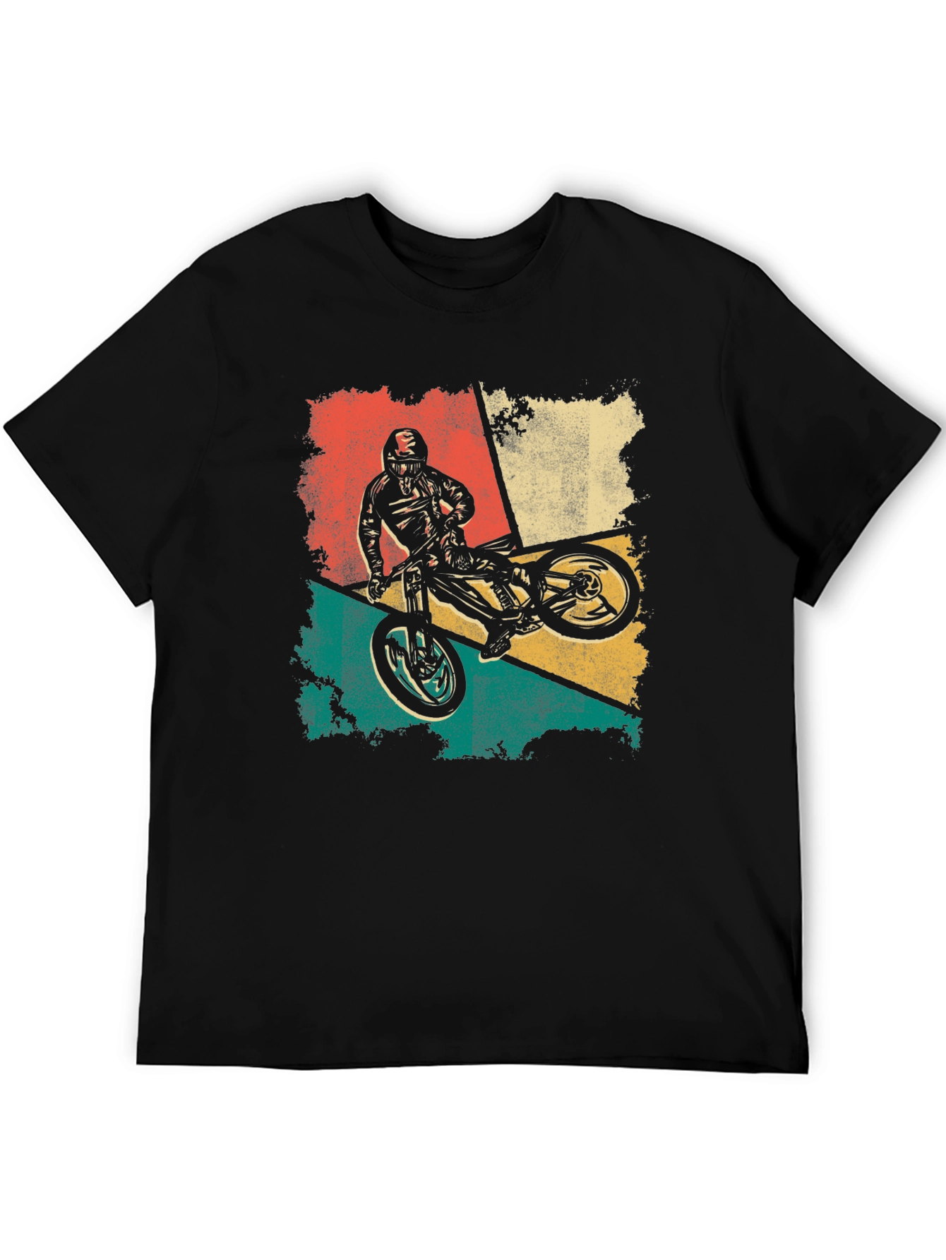 Black Retro Mountain Biker T-Shirt - Vintage Style view 5