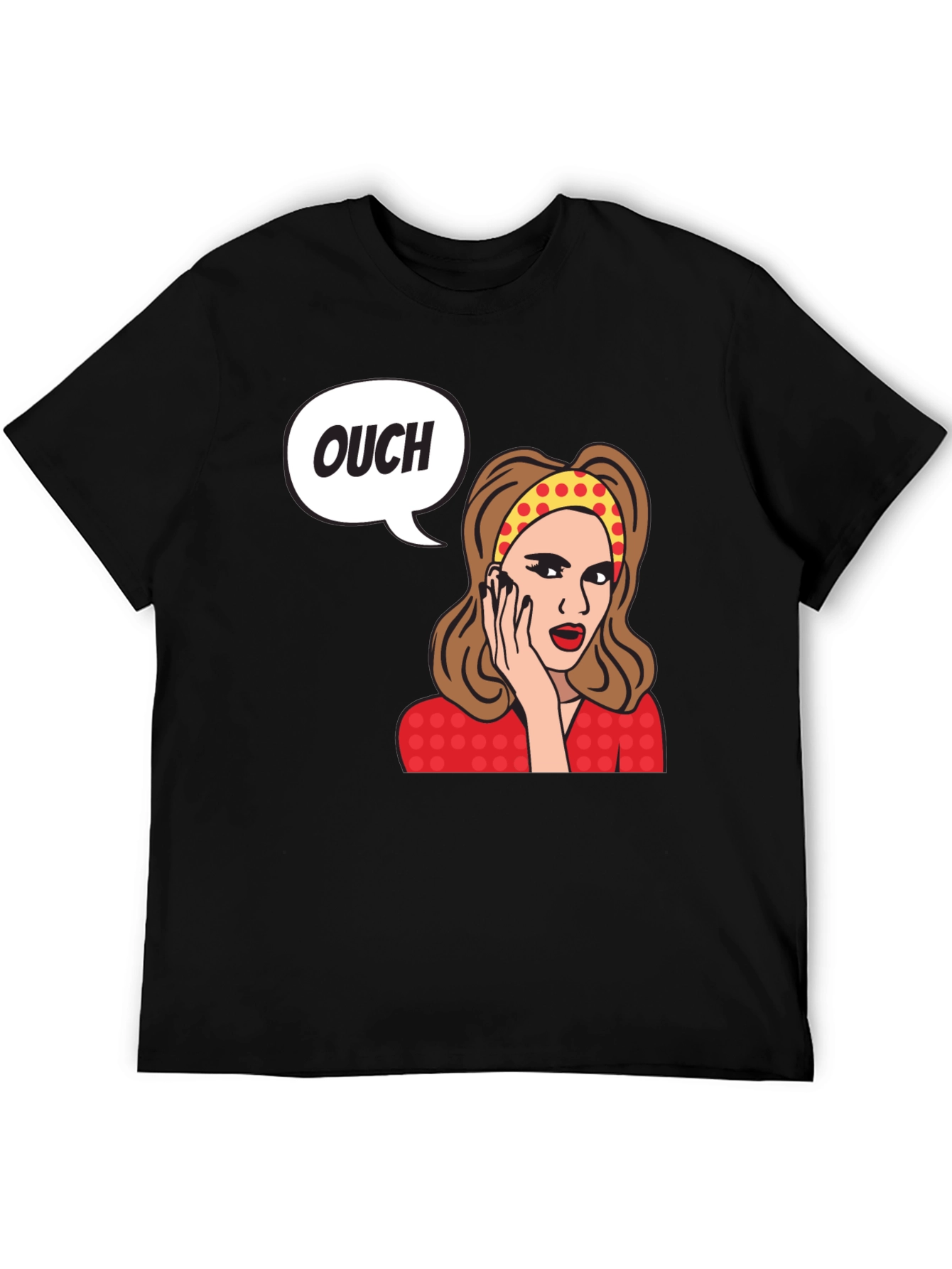 Black Ouch! Retro Cartoon Graphic T-Shirt view 5