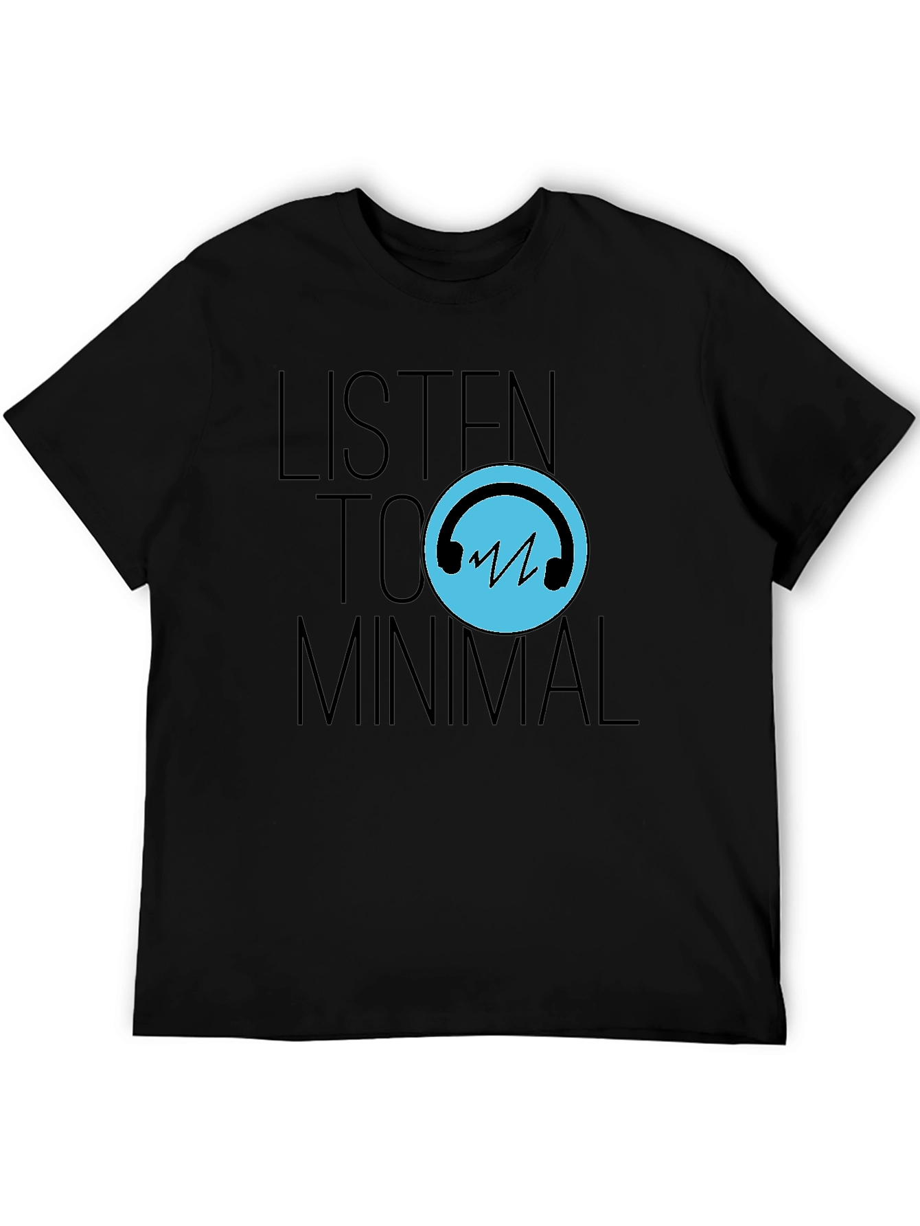 Black Listen to Minimal Black T-Shirt view 5