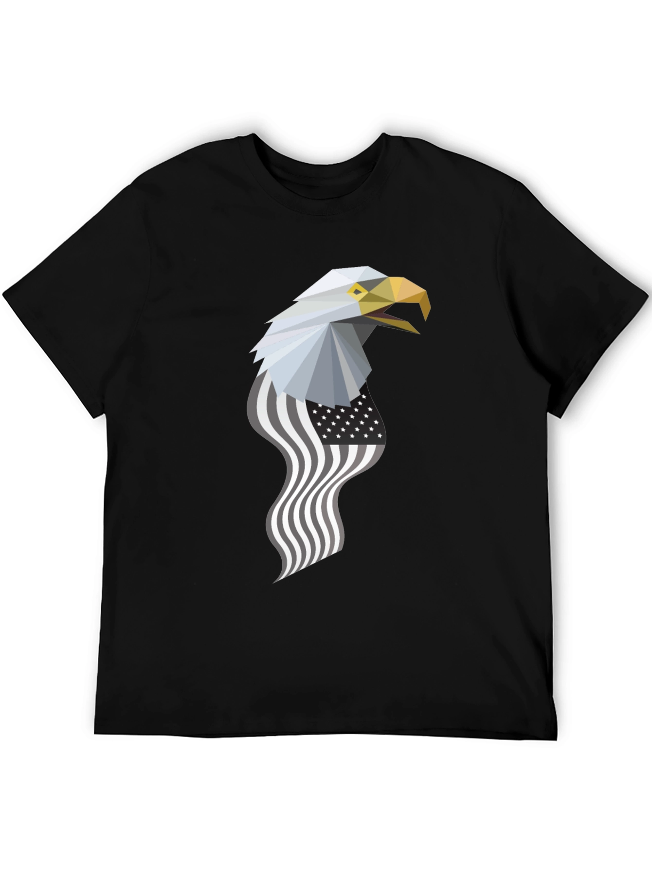 Black Geometric Eagle American Flag Graphic Tee view 5