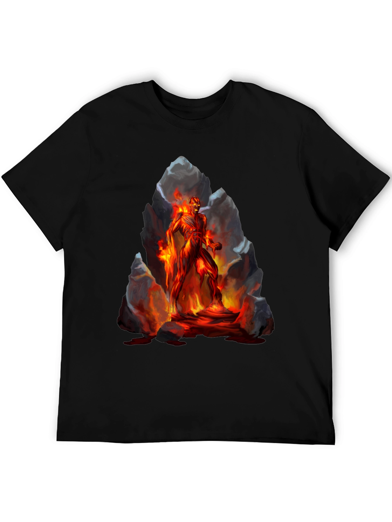 Black Inferno Man Graphic Tee - Fiery Lava Design view 5