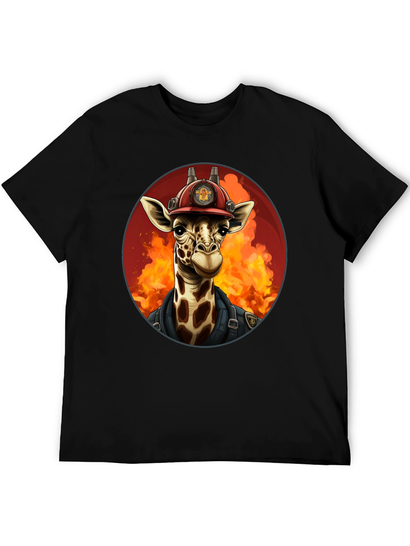 Black Giraffe Firefighter Graphic Tee view 5