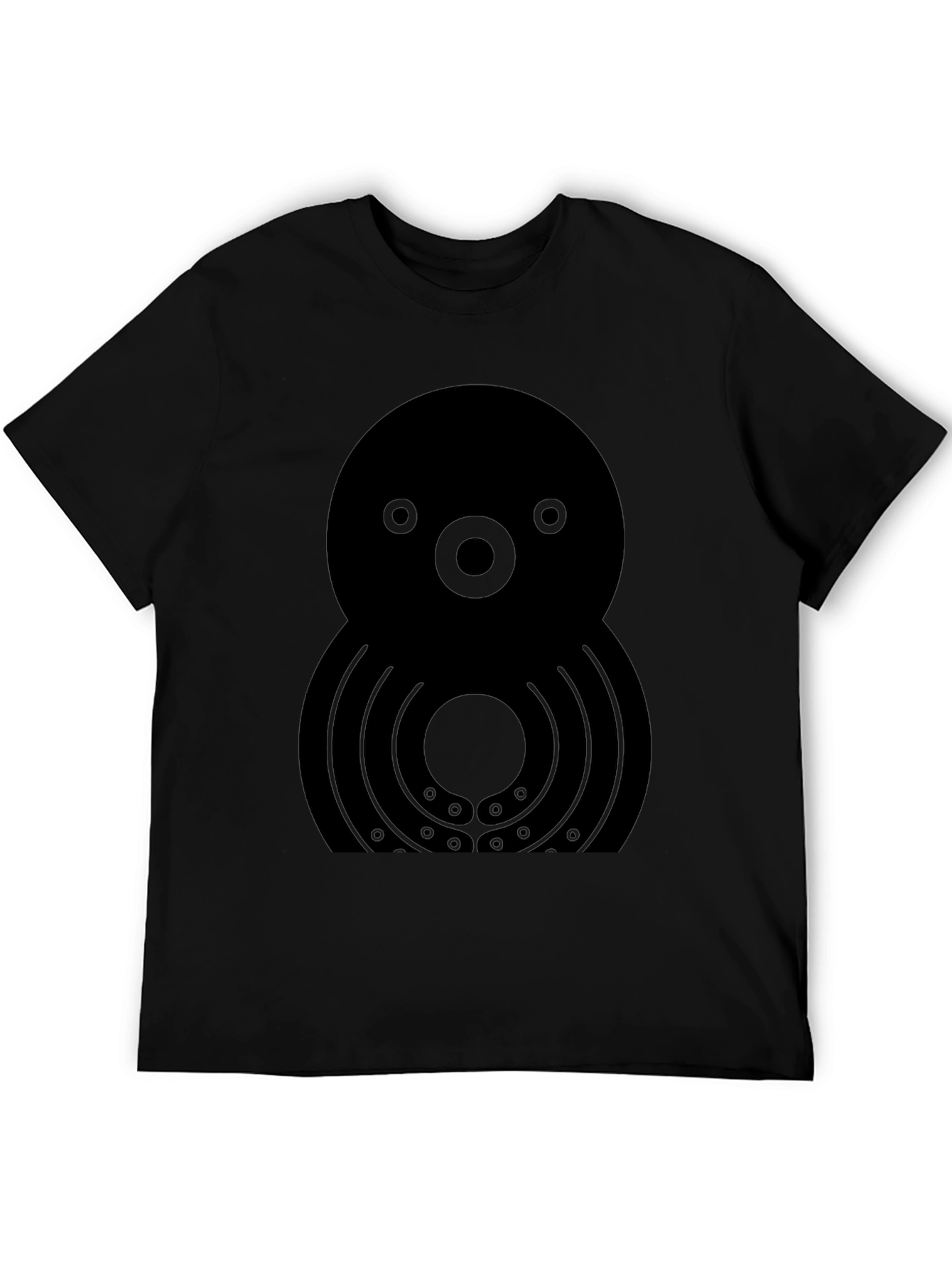 Black Unique Graphic Octopus T-Shirt - Black view 5