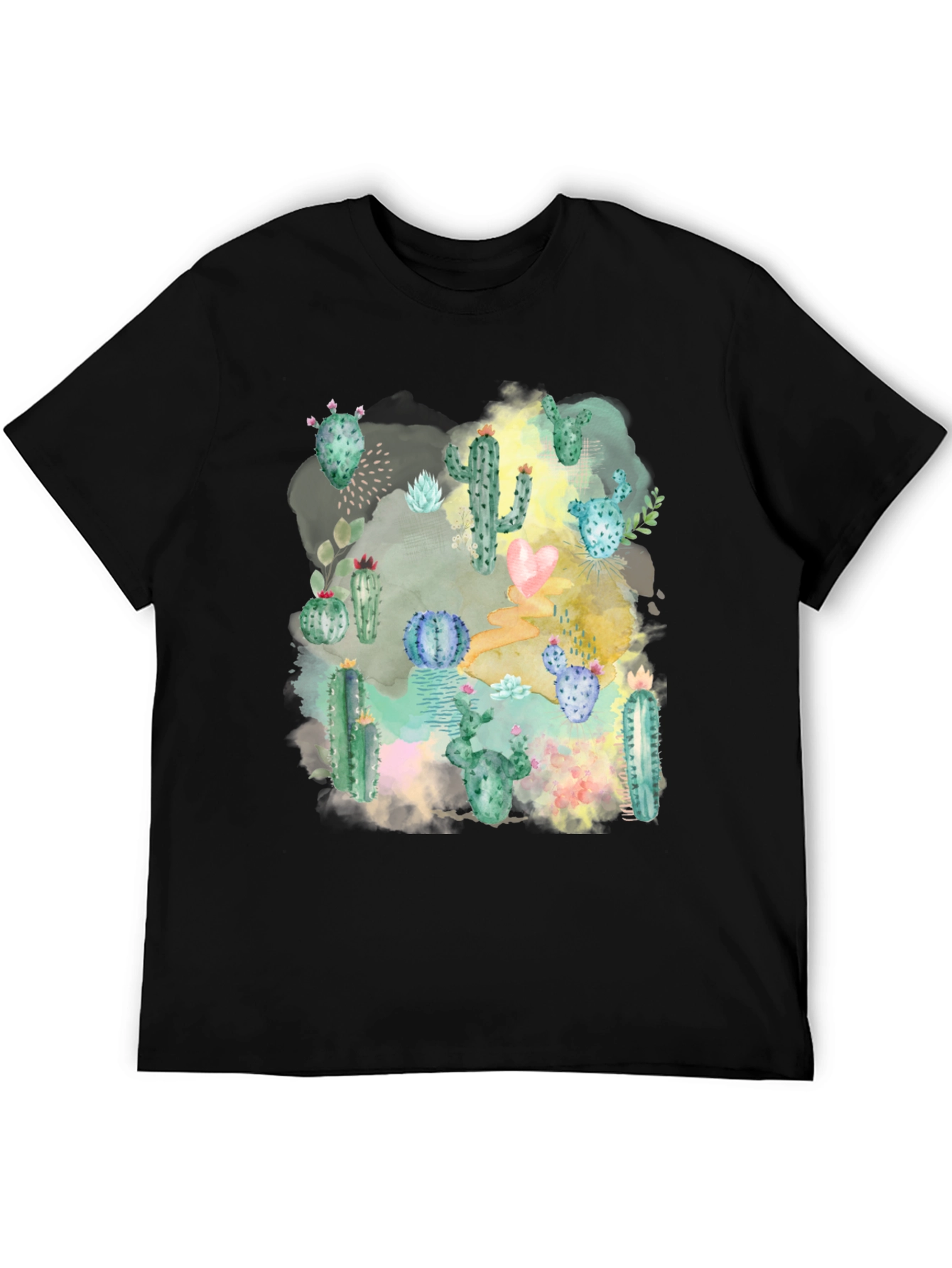 Black Cactus Watercolor Graphic Tee - Stylish Desert Design view 5