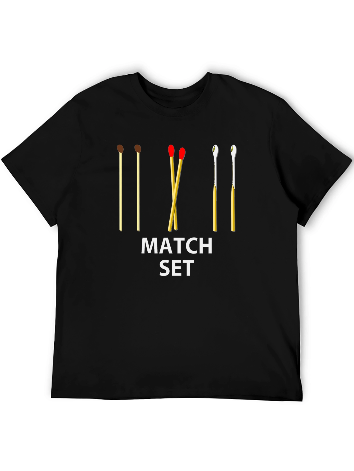 Black Match Set Graphic Tee - Casual Unisex T-Shirt view 5