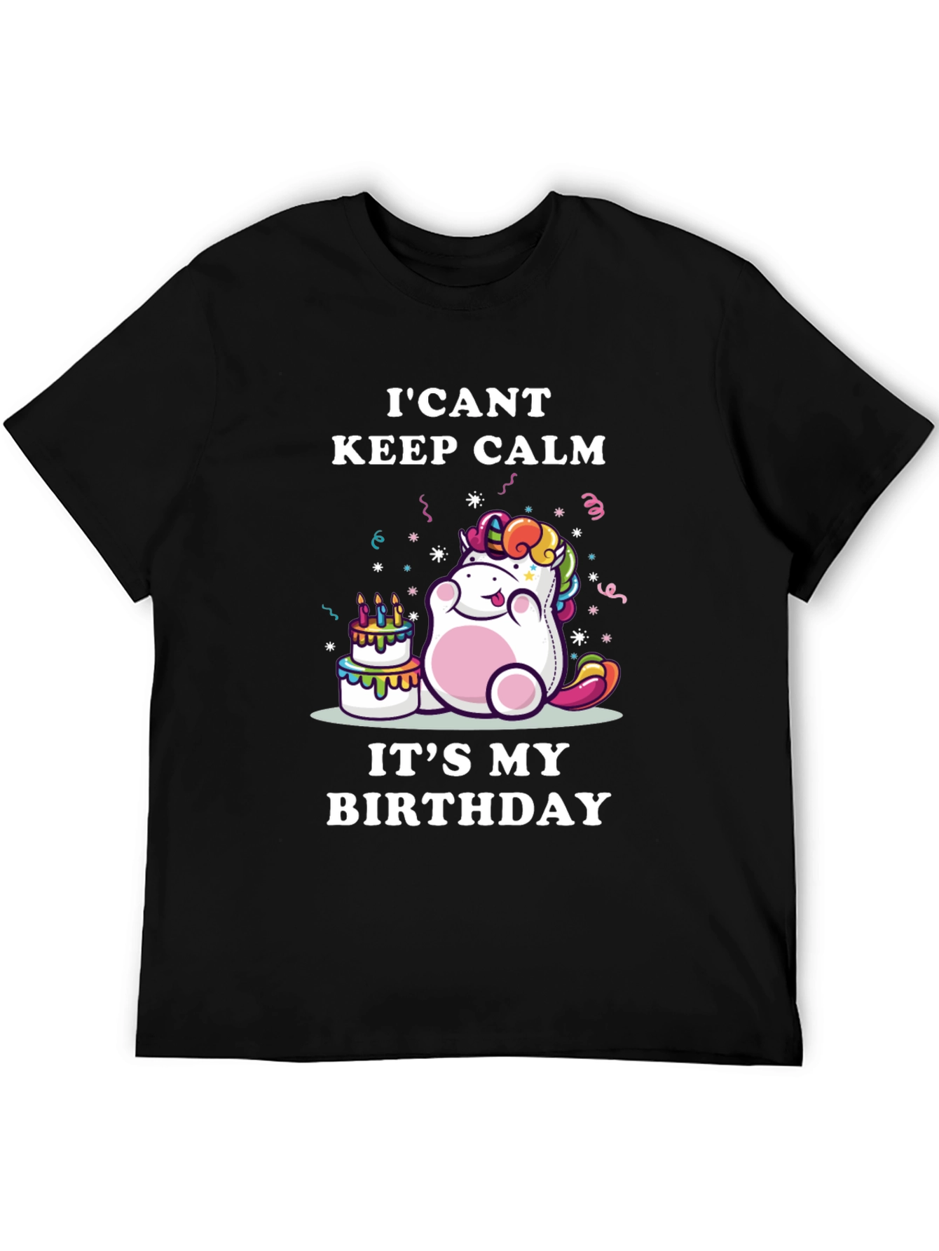 Black I Can't Keep Calm It's My Birthday Unicorn T-Shirt view 5