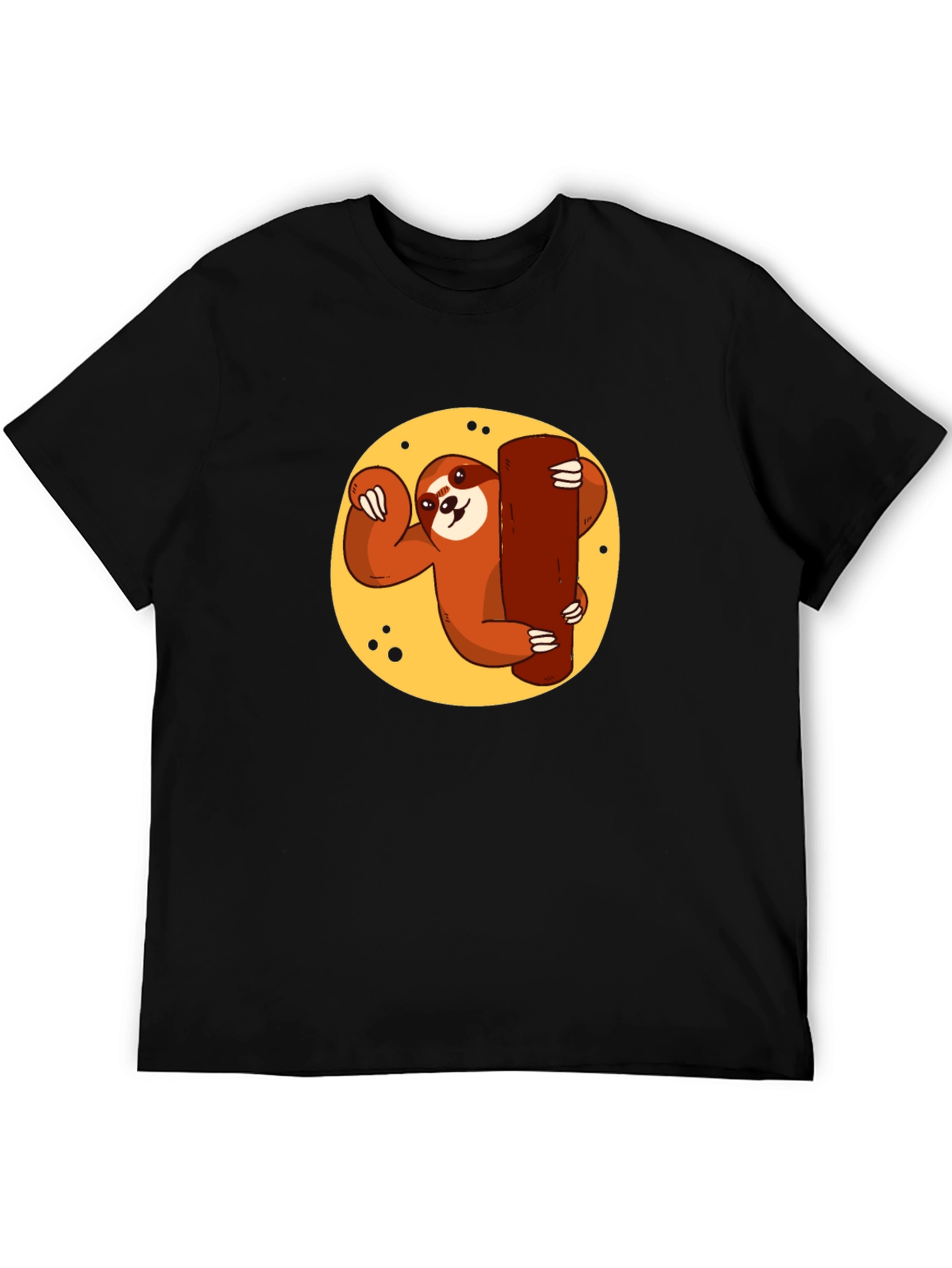 Black Sloth Hugging Tree T-Shirt - Relaxed Style view 5