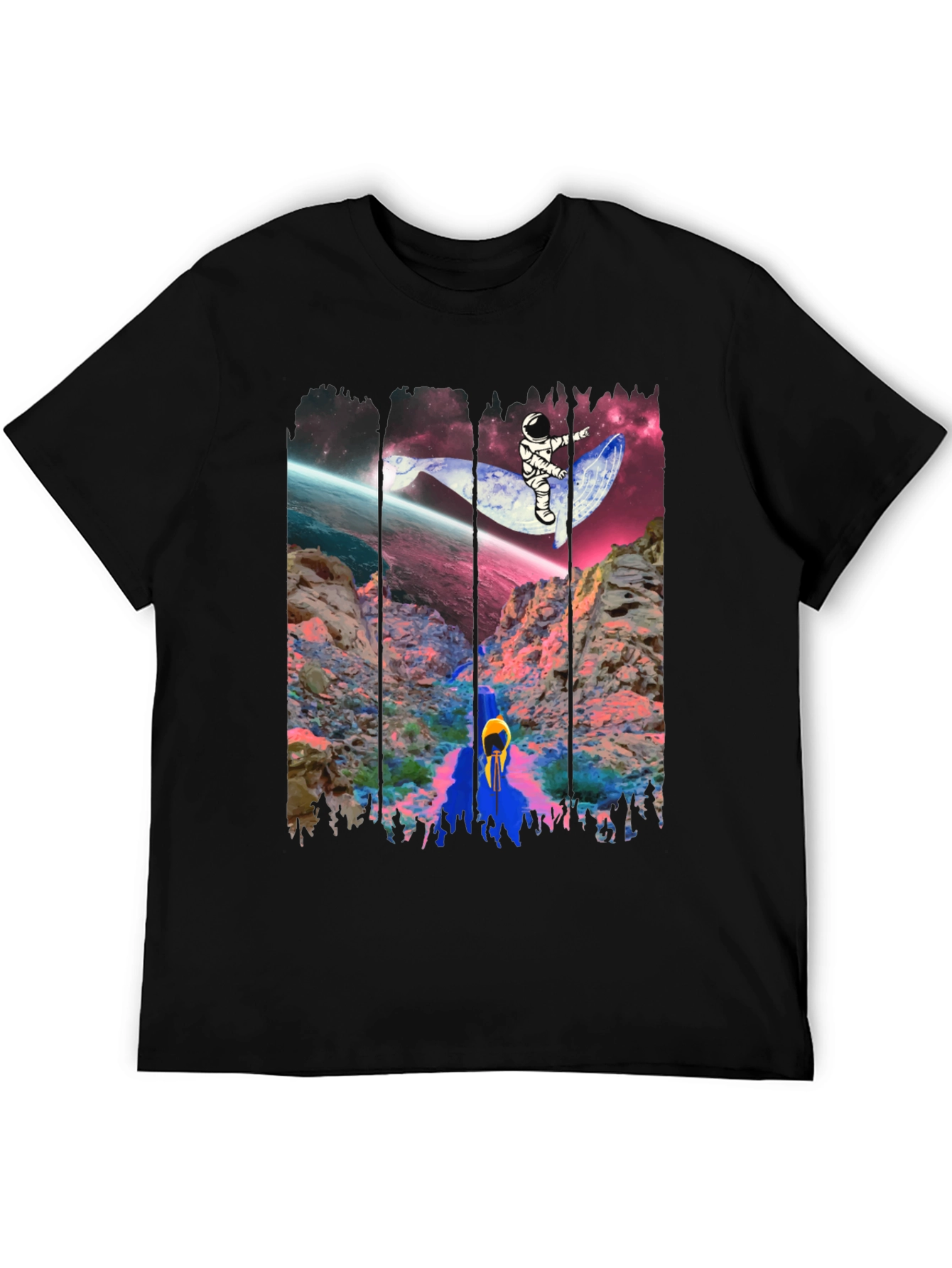 Black Astronaut Whale Ride Graphic Tee view 5