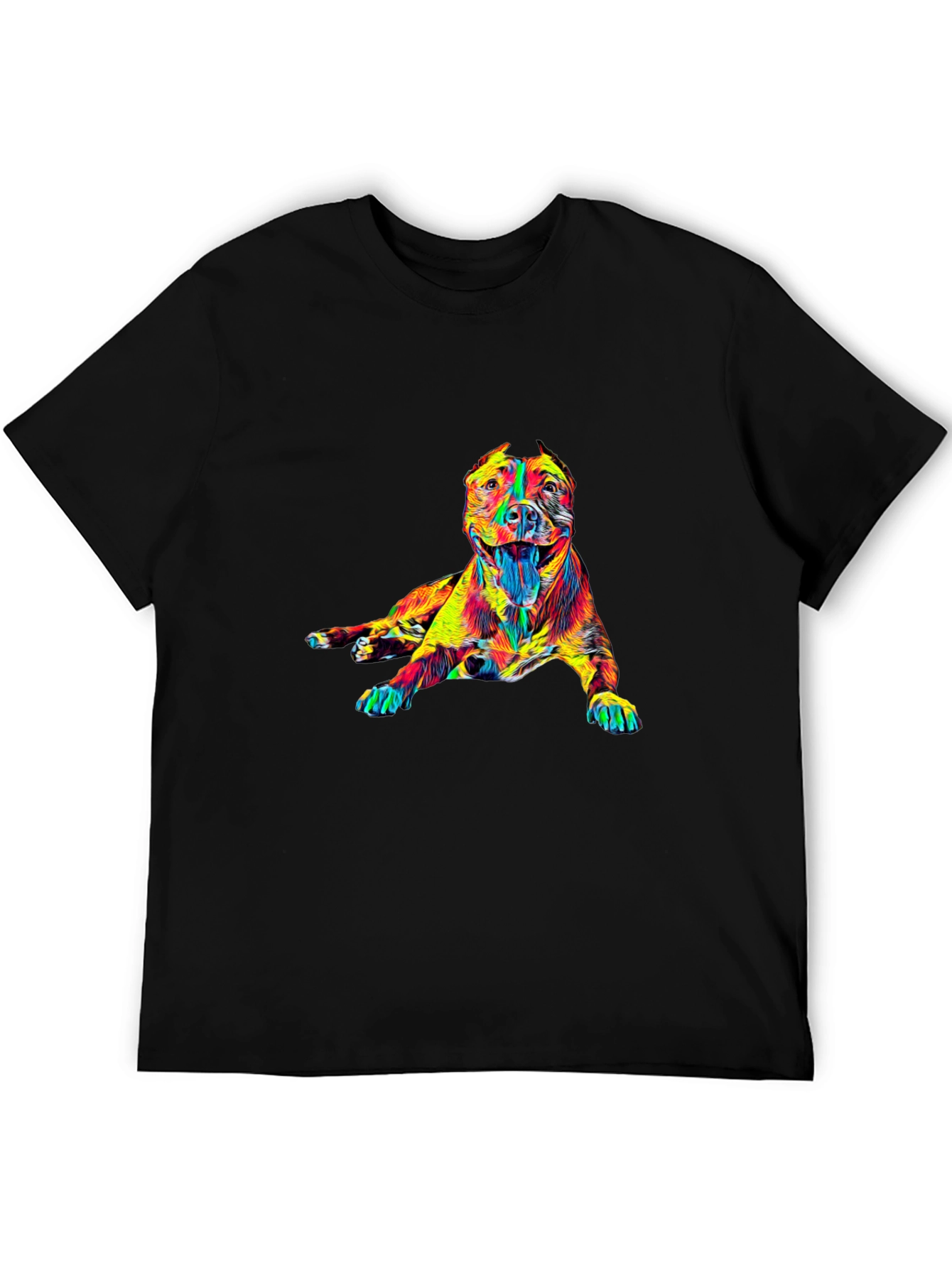 Black Vibrant Dog Graphic Tee - Stylish Crew Neck T-Shirt view 5