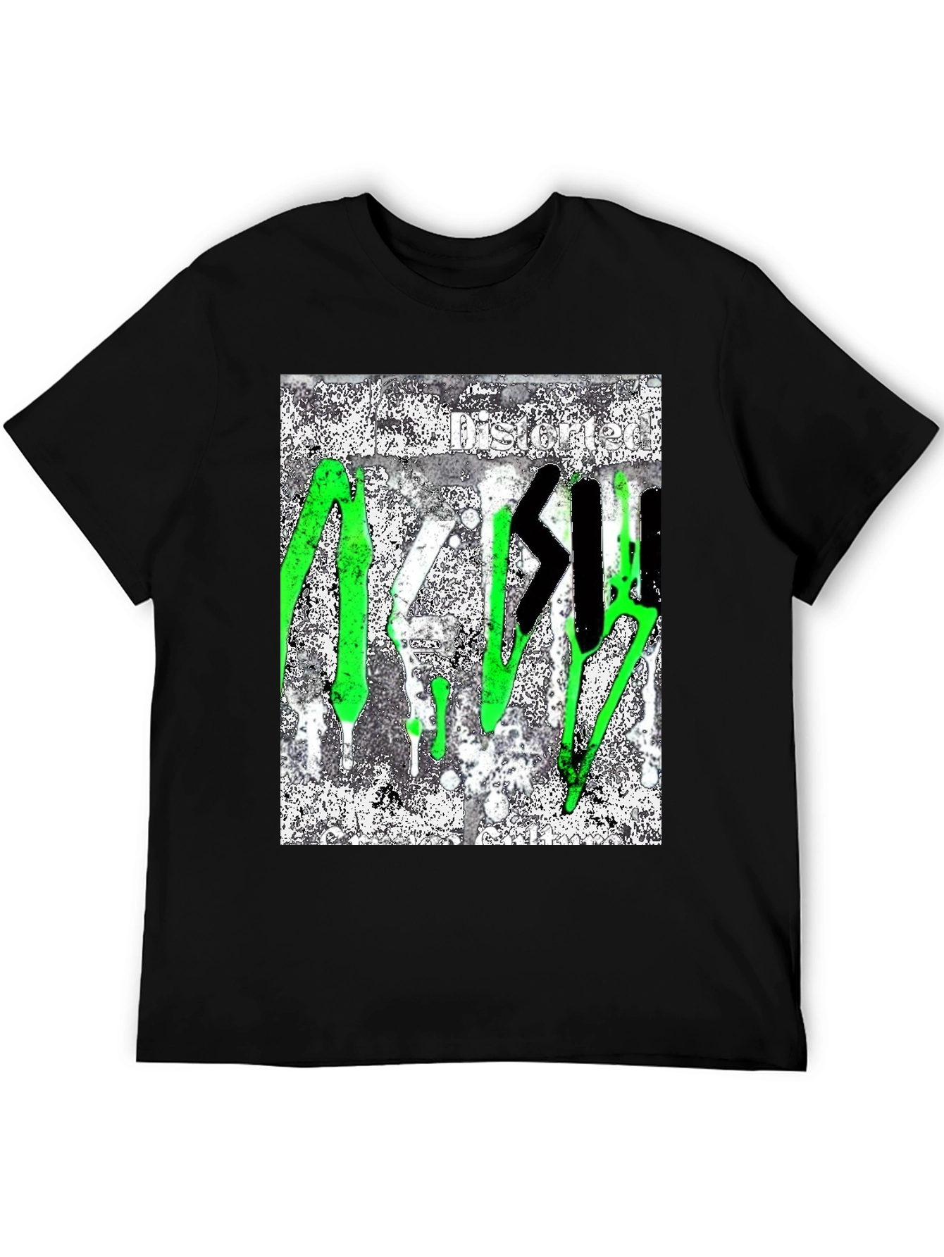 Black Distorted Graffiti Style T-Shirt view 5