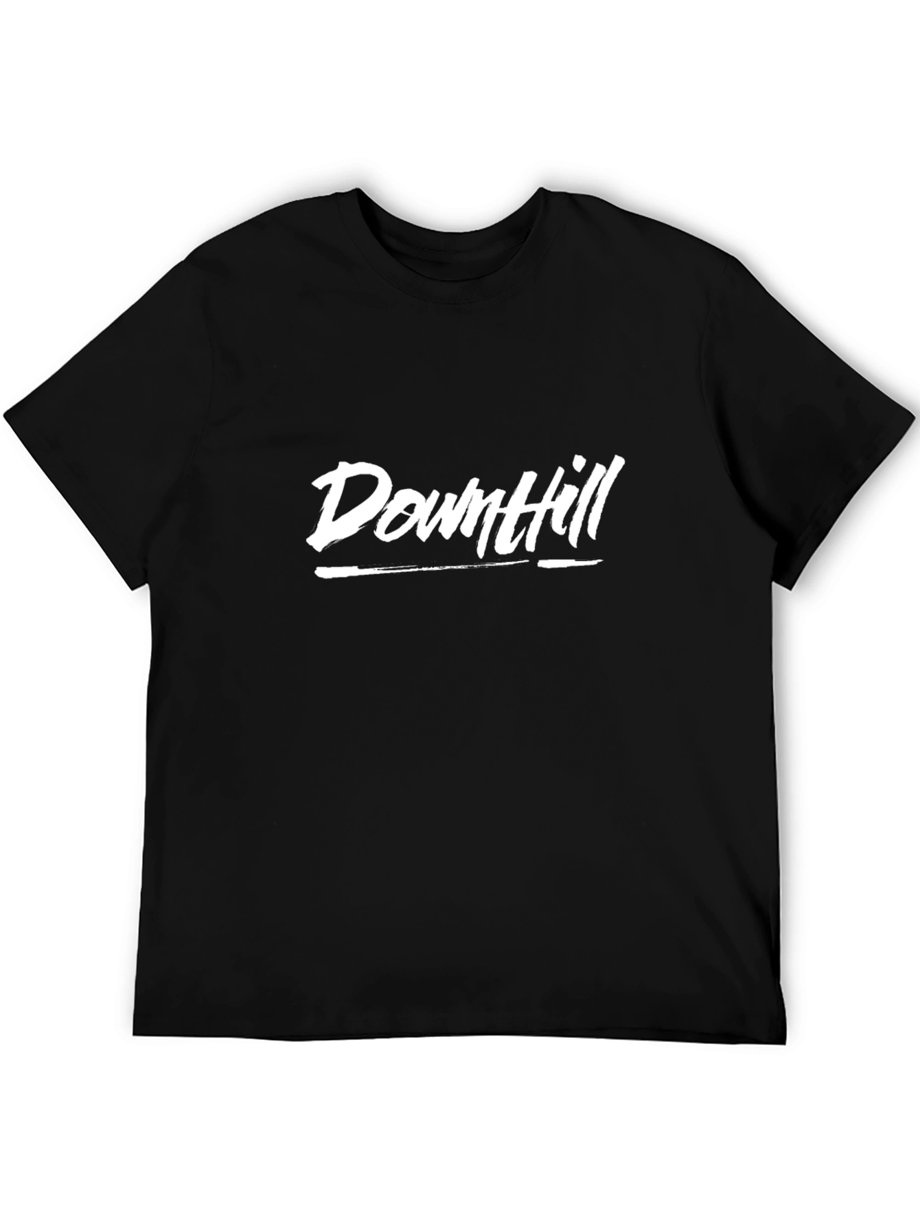 Black Downhill Graphic Tee - Black Cotton Casual T-Shirt view 5