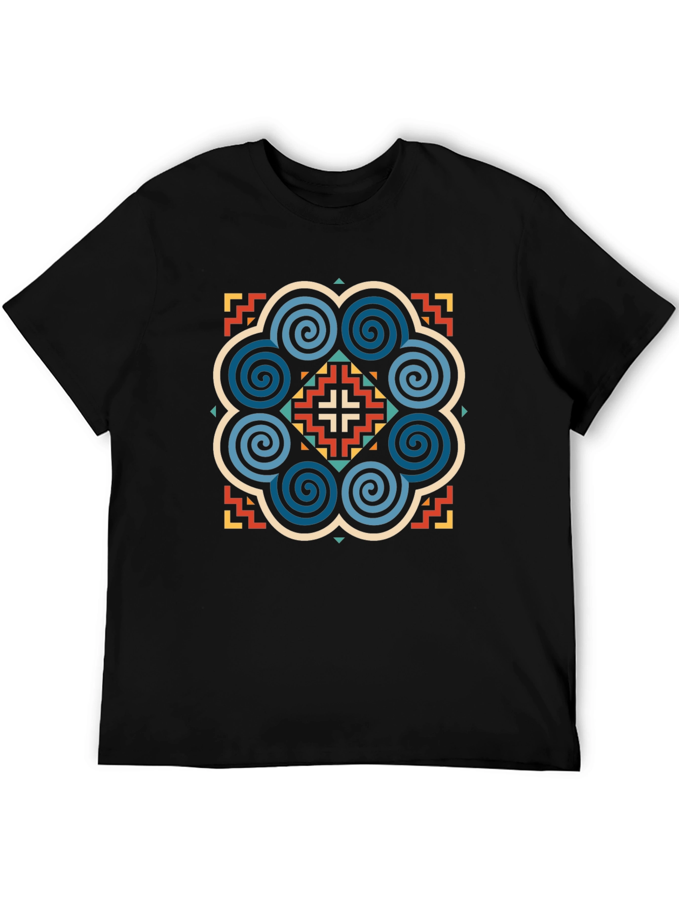 Black Geometric Pattern Black Graphic Tee view 5