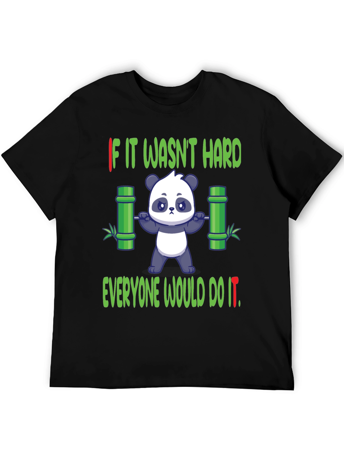 Black Funny Panda Gym T-Shirt - Weightlifting Bamboo view 5