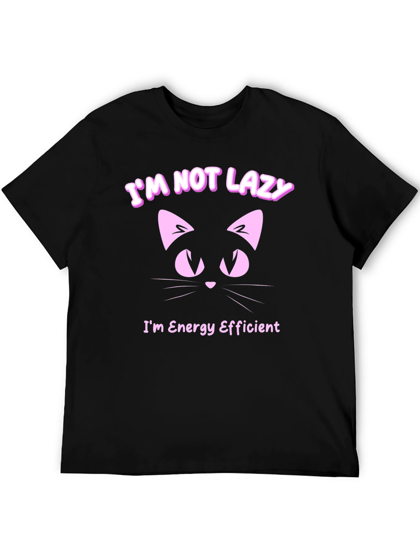 Black I'm Not Lazy Cat T-Shirt view 5