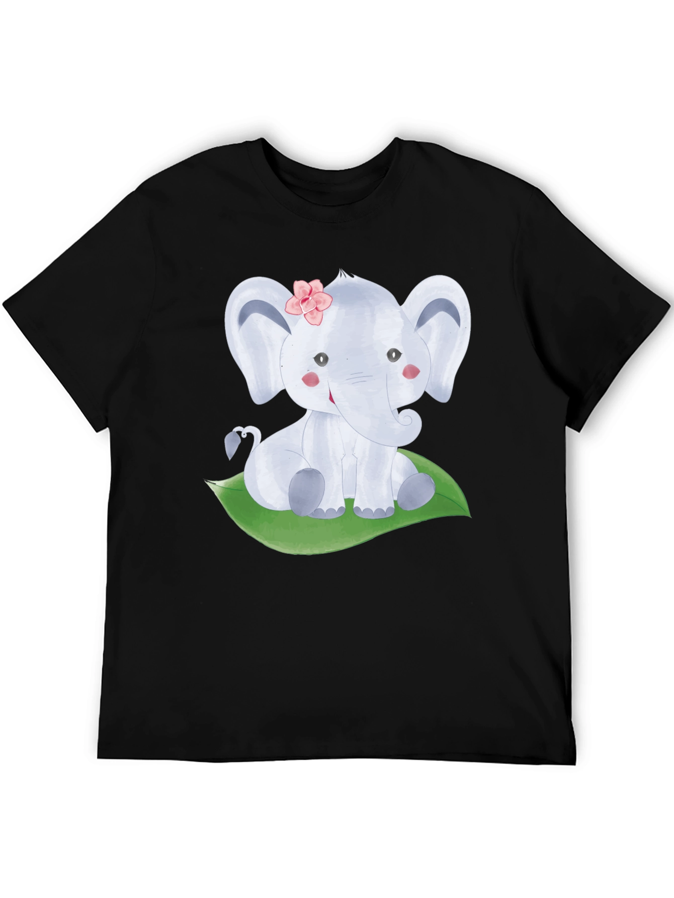 Black Cute Elephant Graphic Tee - Unisex Black T-Shirt view 5